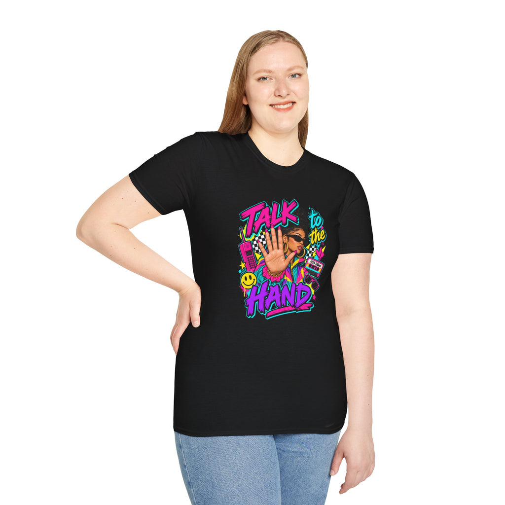 Talk to the Hand T-Shirt | 90s Retro Graphic Tee, Pop Art Hand Gesture | 90's 00's Hip Hop Pop Culture Nostalgia