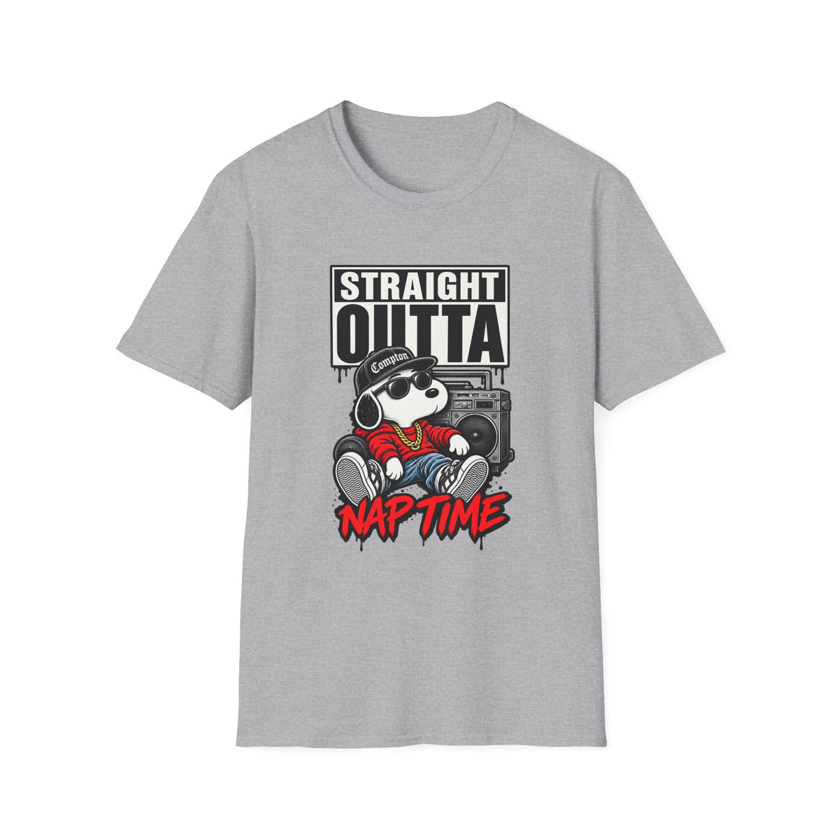 Straight Outta Nap Time T-Shirt Hip Hop | Cartoon Bear Boombox Compton Design | 1990's 2000's Nostalgia Throwback