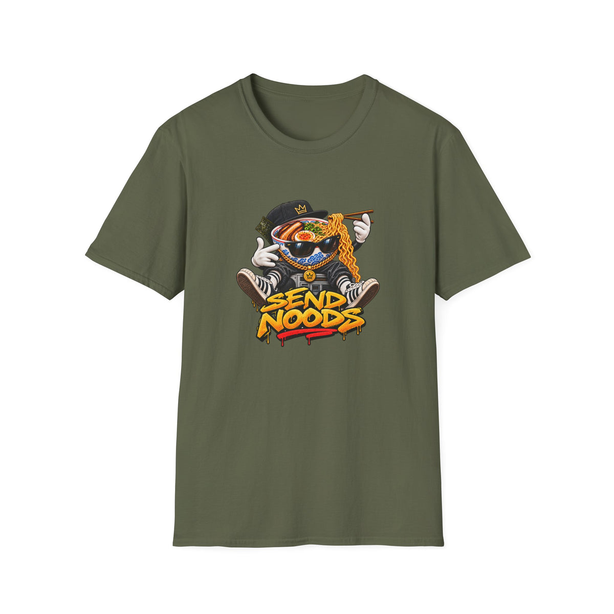 Send Noods ramen graphic T-Shirt | noodle bowl illustration, streetwear vibe | Hip Hop Pop Culture