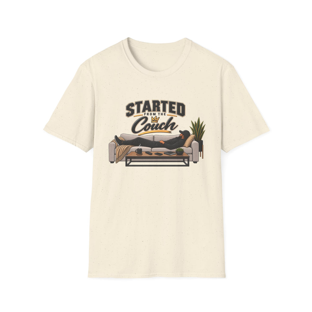 Started From The Couch T-Shirt | Lazy Home Lounge Graphic Tee | Hip Hop 1990's 2000's Nostalgia Throwback