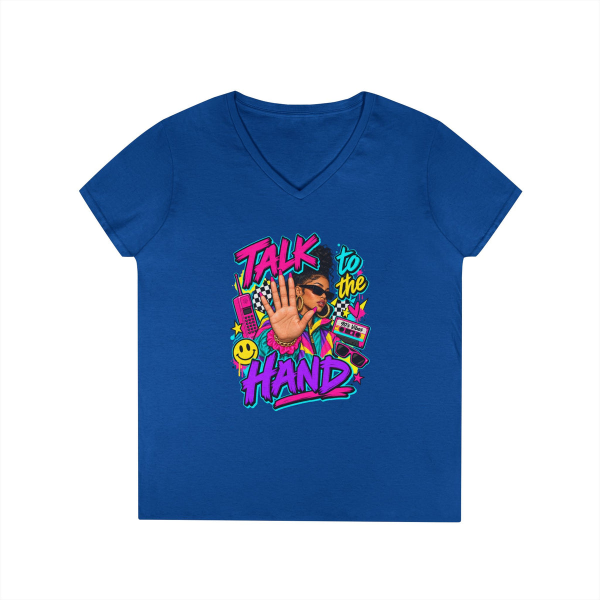 Talk to the Hand graphic tee | V-Neck T-Shirt, 90s retro pop art design | 90's 00's Hip Hop Pop Culture Nostalgia