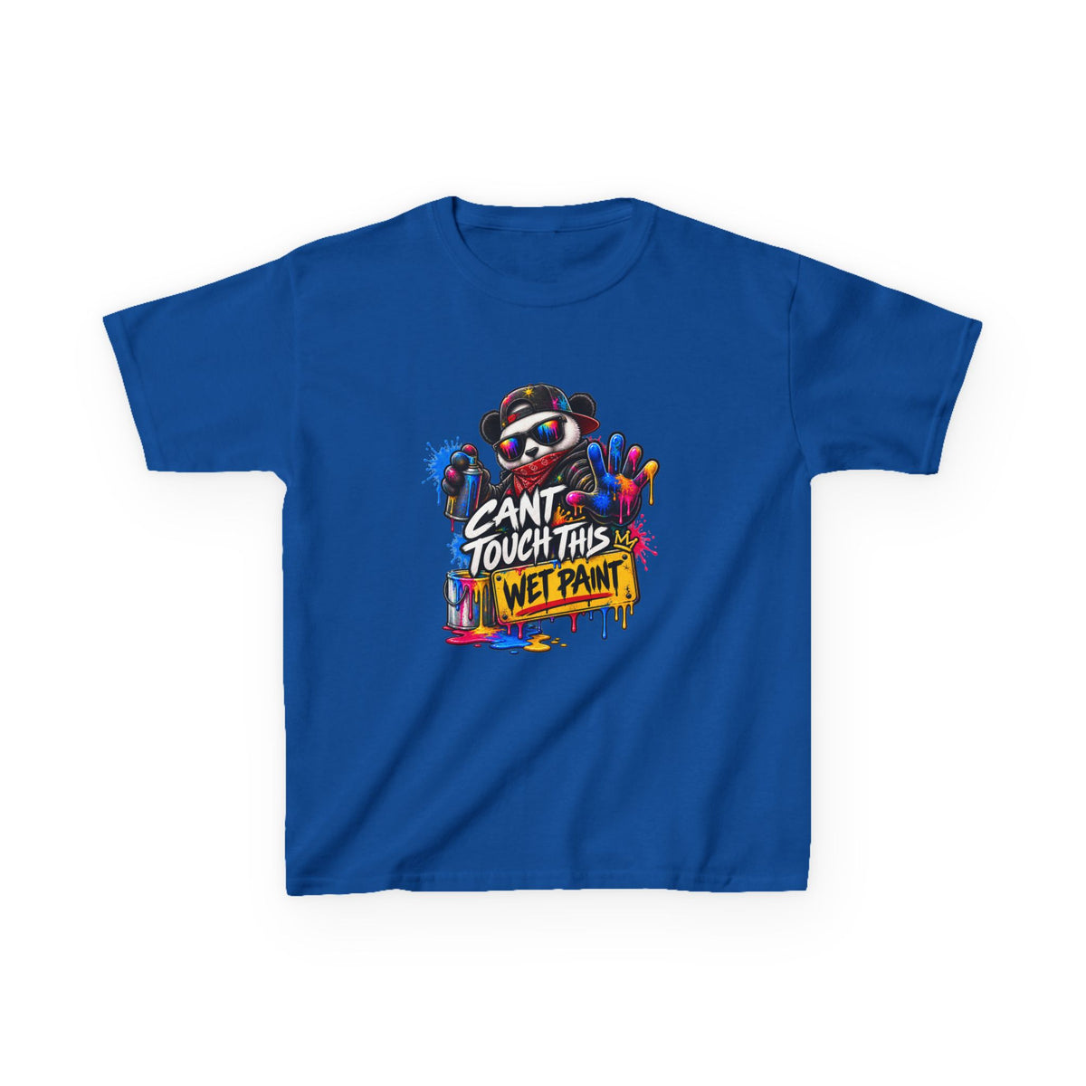 Cant Touch This Wet Paint Kids Tee | Colorful Graffiti Bear Design