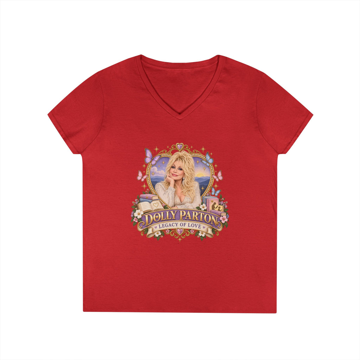 Dolly Parton Portrait V-Neck T-Shirt tribute | Country Music Singer Graphic Tee