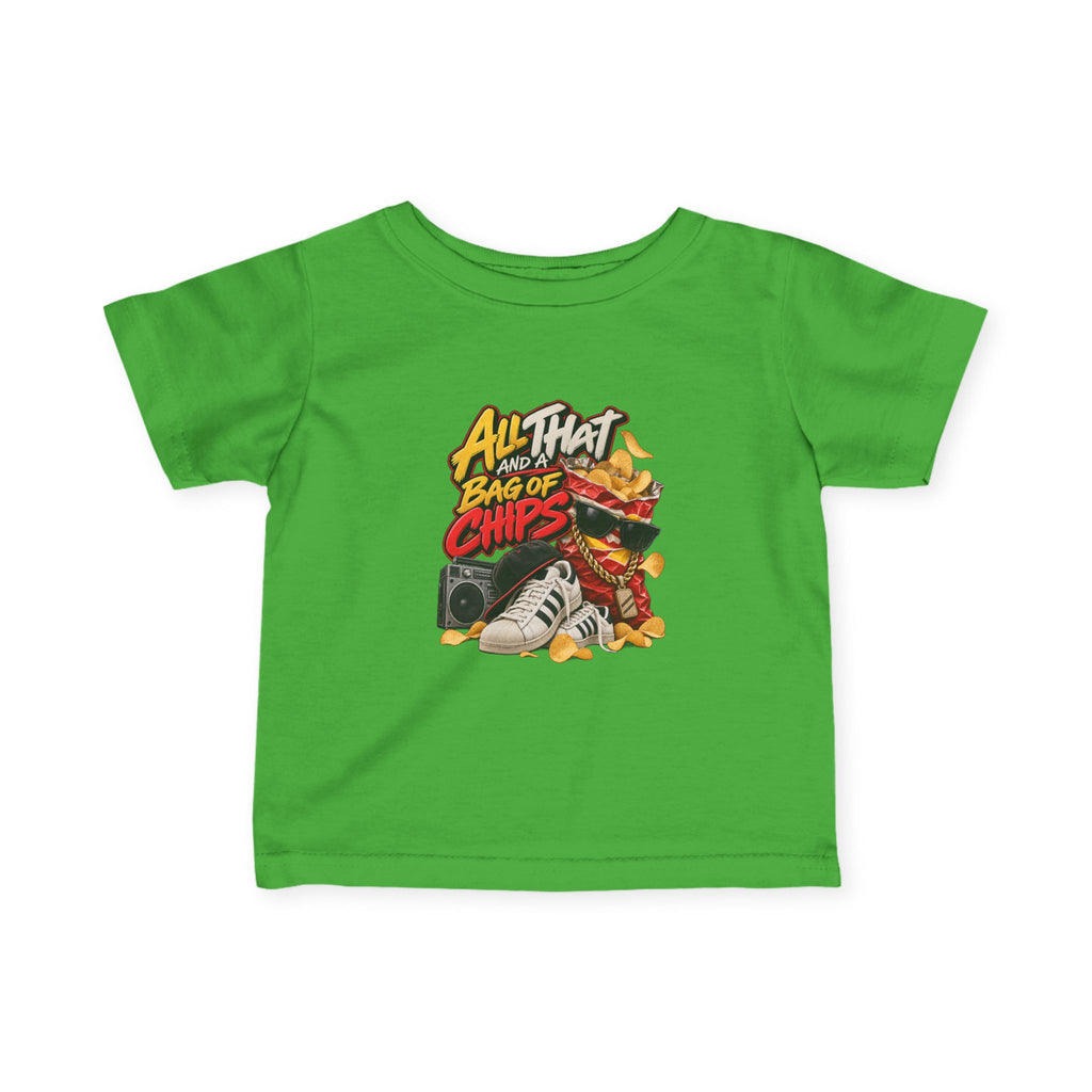 All That and a Bag of Chips Infant Tee | Retro Snack Cartoon Baby Shirt | 90's 00's Hip Hop Pop Culture Nostalgia