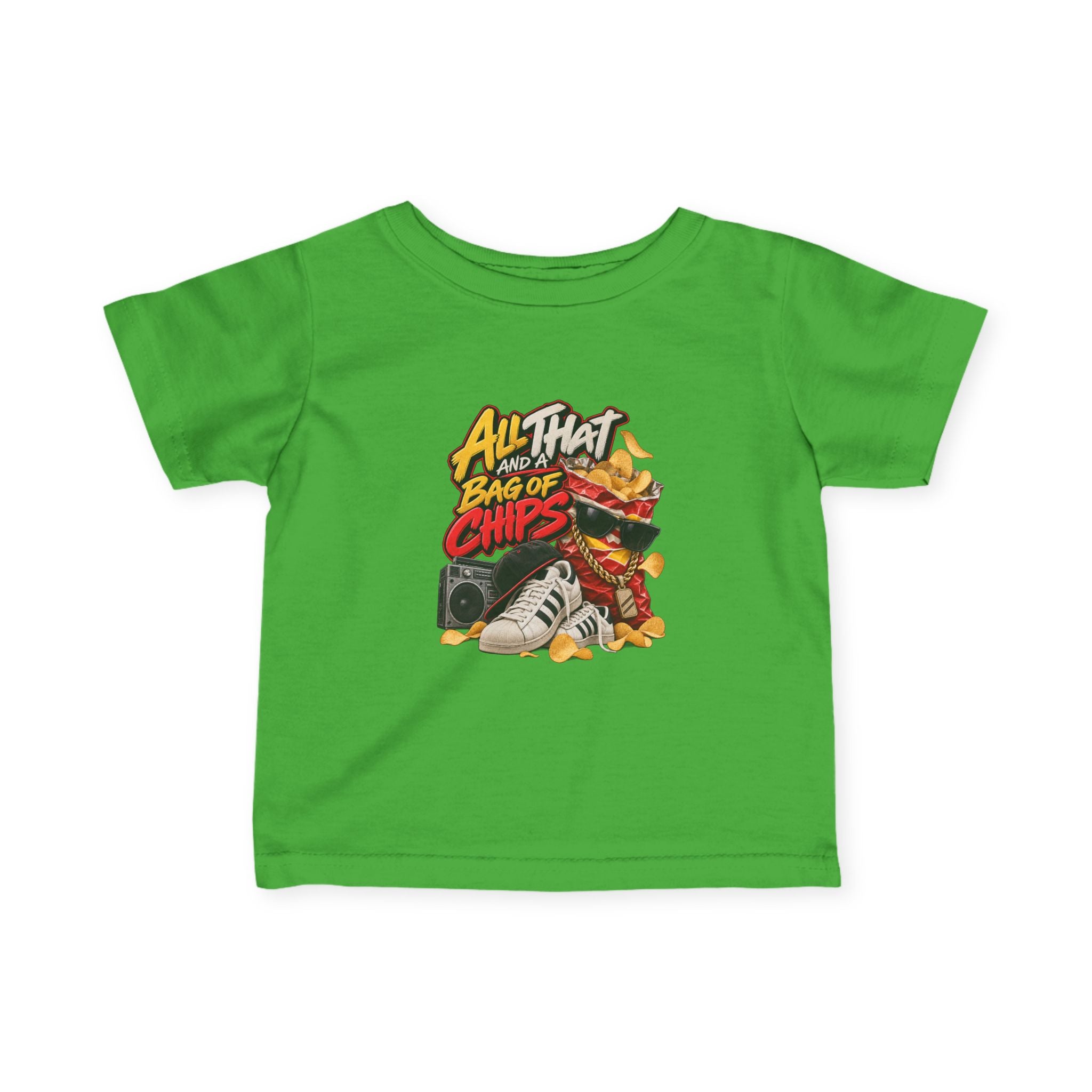All That and a Bag of Chips Infant Tee | Retro Snack Cartoon Baby Shirt | 90's 00's Hip Hop Pop Culture Nostalgia