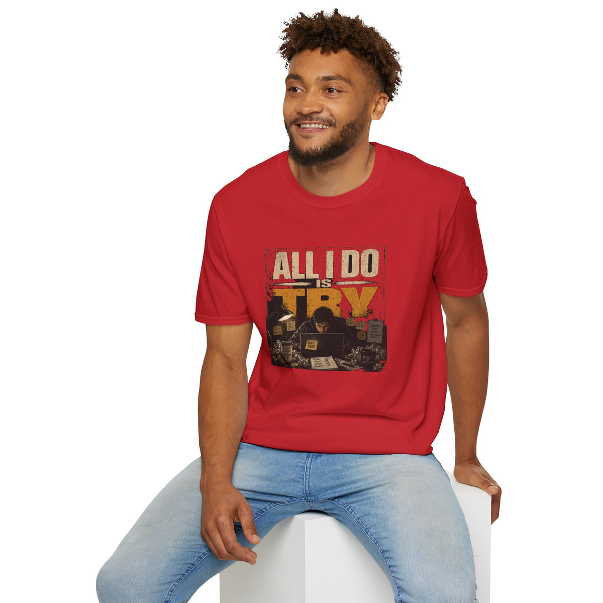 All I Do Is Try T-Shirt | Vintage Music Poster Style