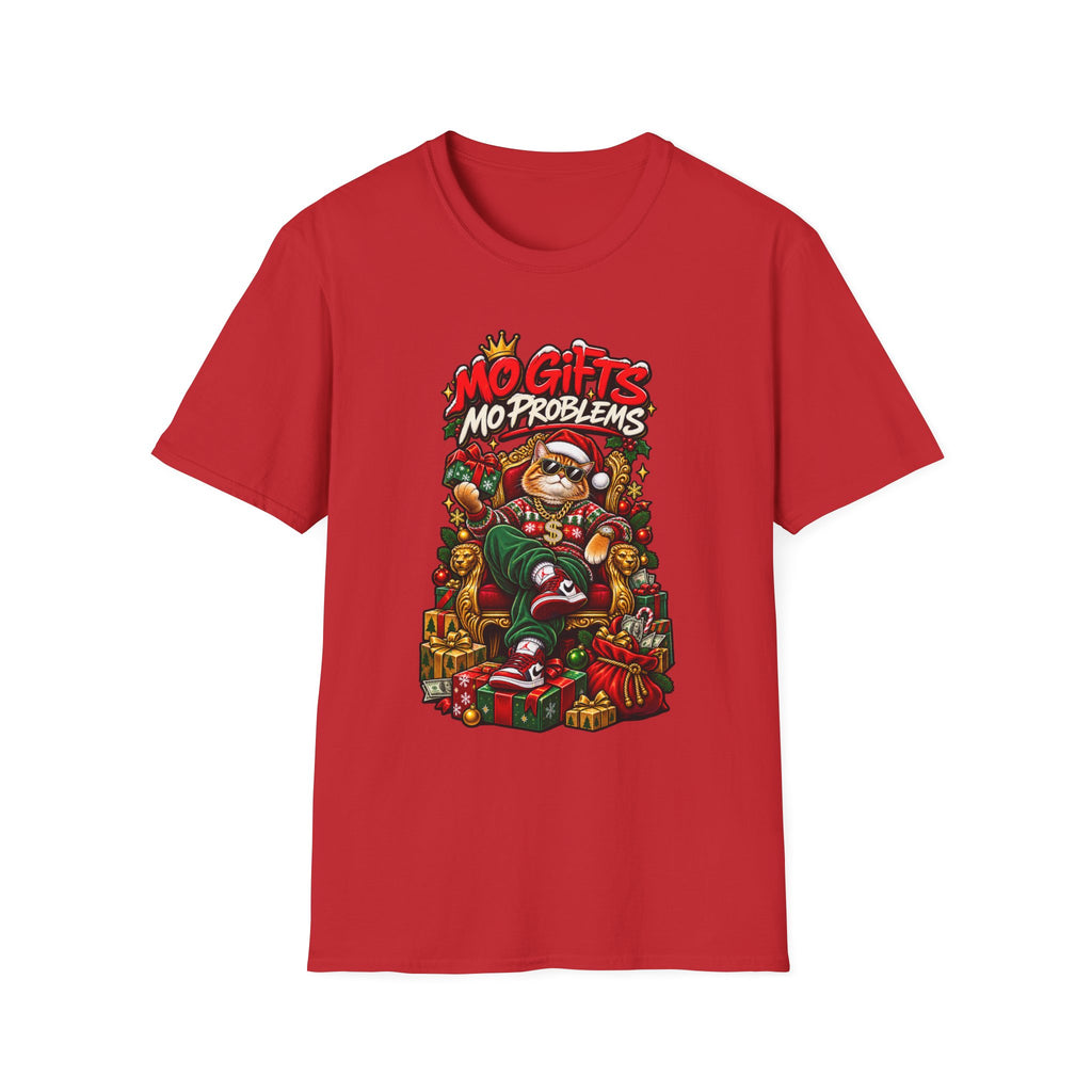 Mo Gifts Mo Problems T-Shirt | Funny Santa Cat Christmas Tee | 1990's 2000's Nostalgia Throwback