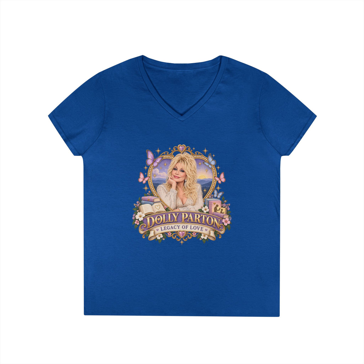 Dolly Parton Portrait V-Neck T-Shirt tribute | Country Music Singer Graphic Tee