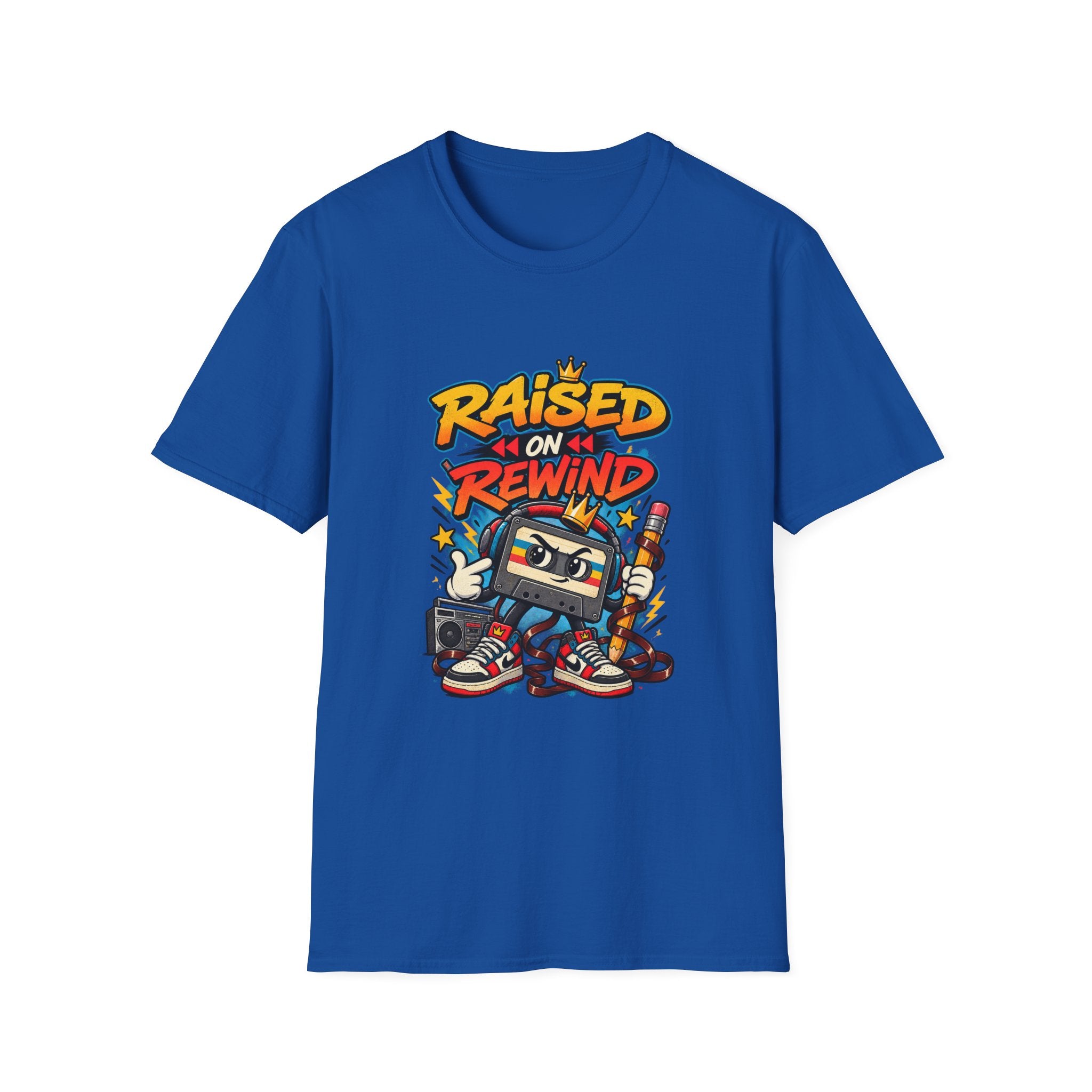Raised on Rewind Hip Hop T-Shirt | Retro Cassette Tape 90s Nostalgia | 1990's 2000's Nostalgia Throwback
