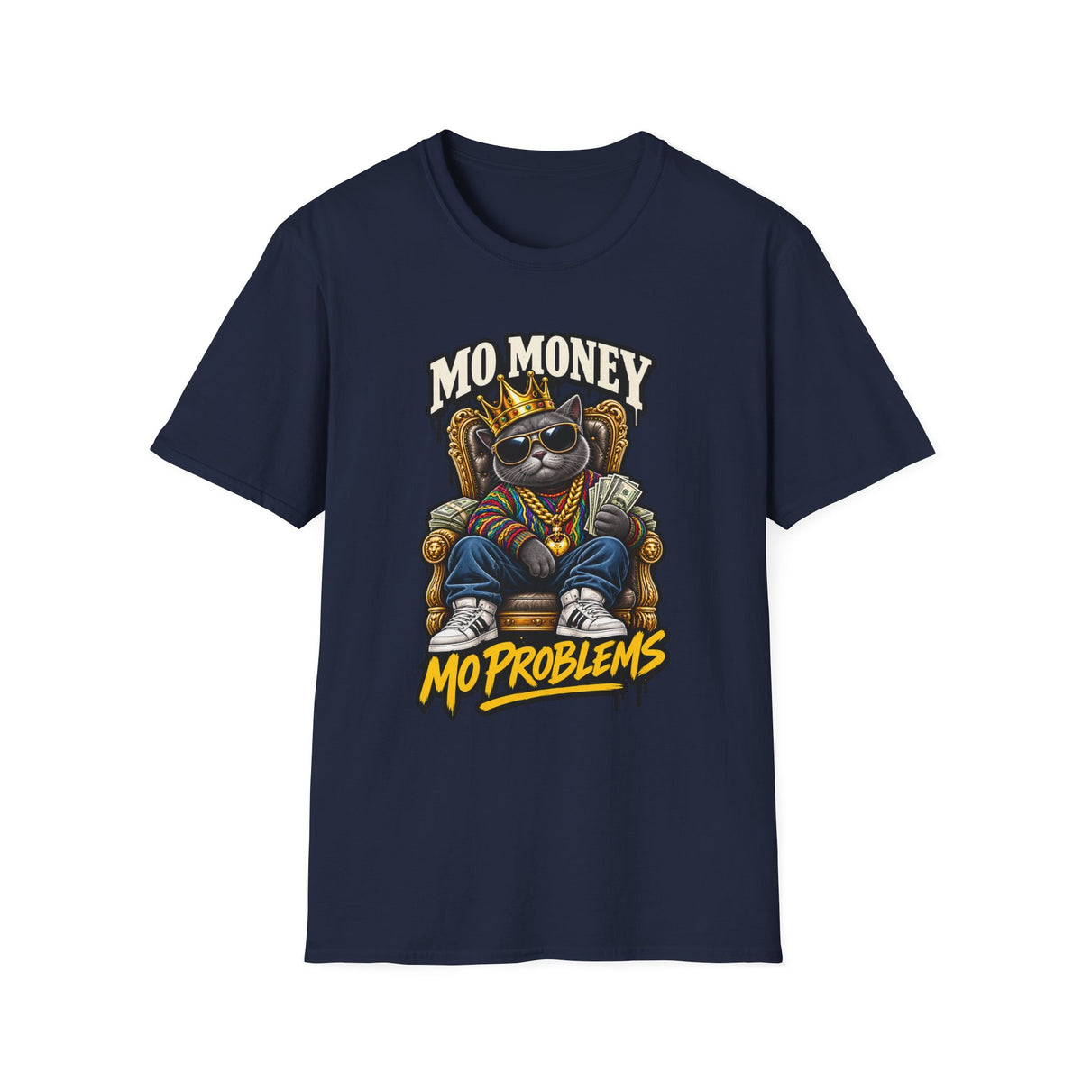 Mo Money Cat Mo Problems T-Shirt | Cat King Illustration | 1990's 2000's Nostalgia Throwback