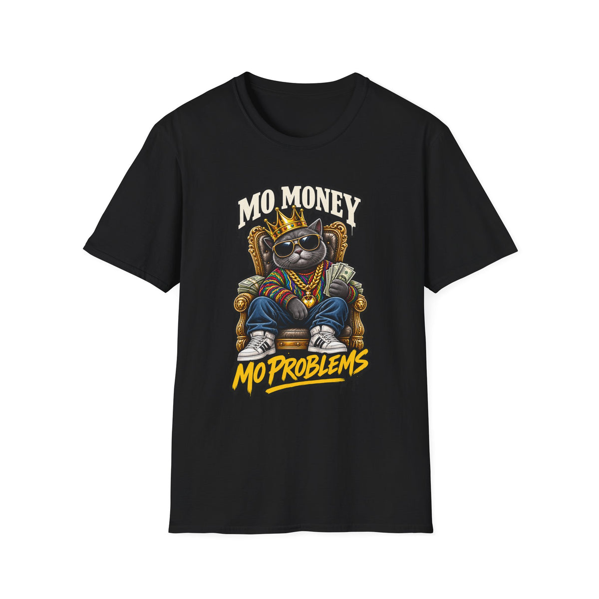Mo Money Cat Mo Problems T-Shirt | Cat King Illustration | 1990's 2000's Nostalgia Throwback