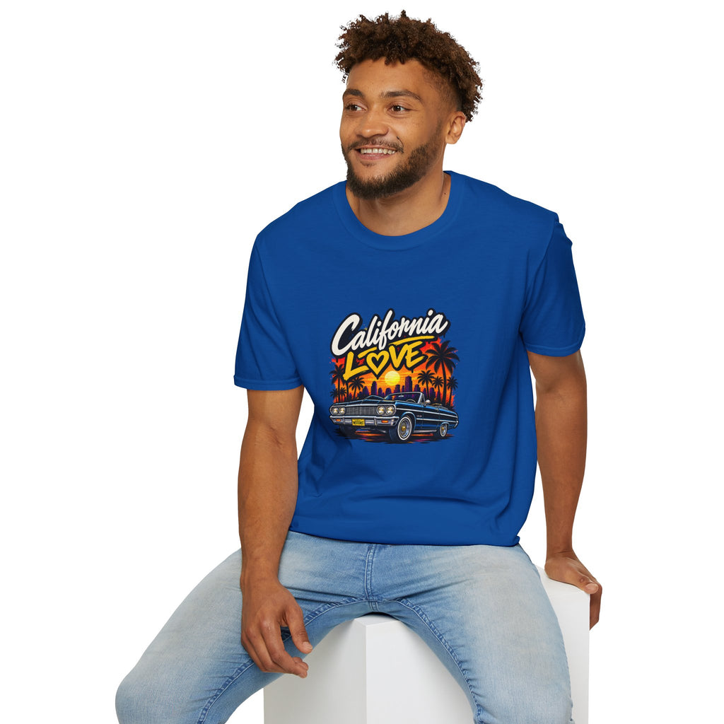 California Love T-Shirt | Sunset Palm Trees, Classic Car Beach Scene