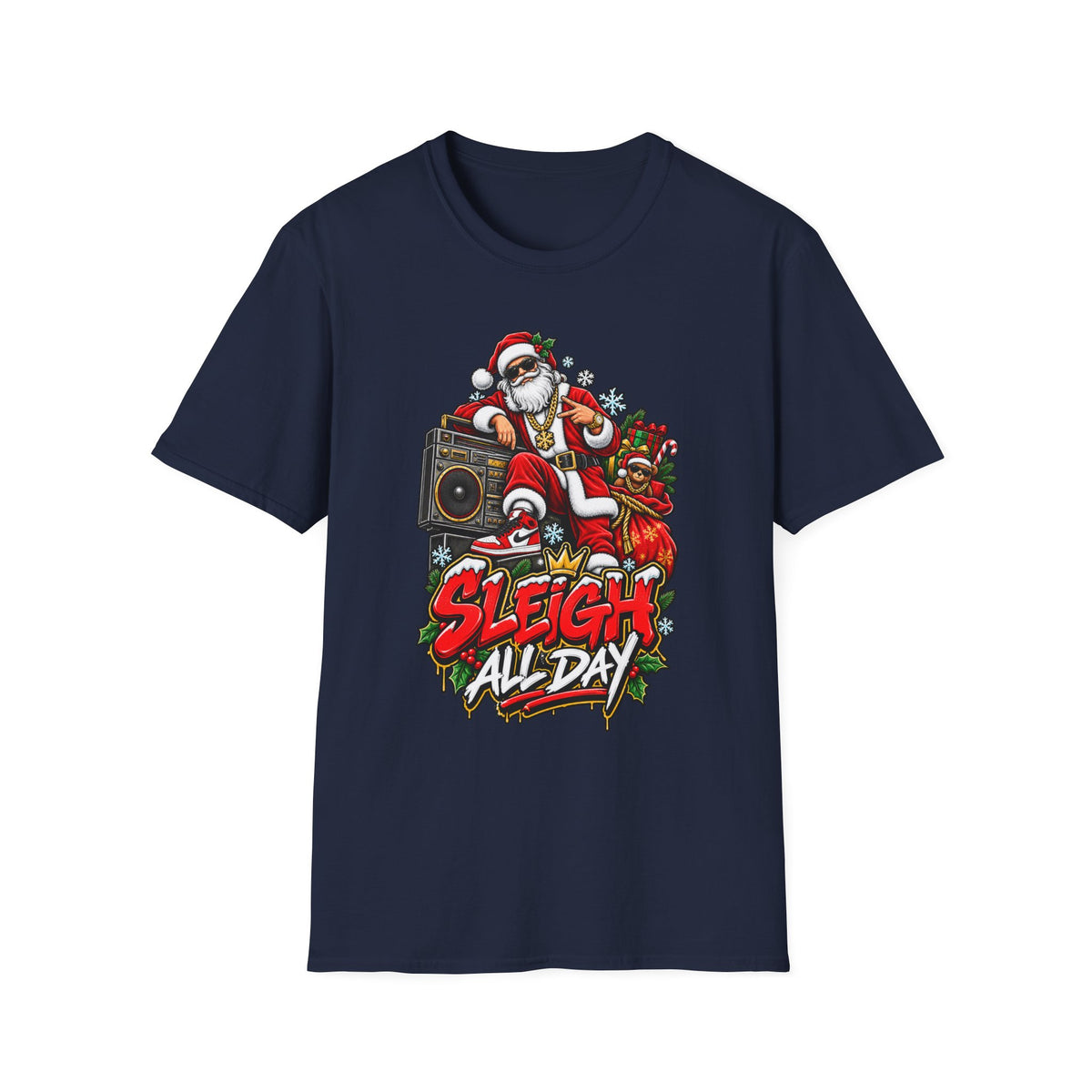 Sleigh All Day Santa graphic T-Shirt | Christmas hip hop holiday tee | 1990's 2000's Nostalgia Throwback