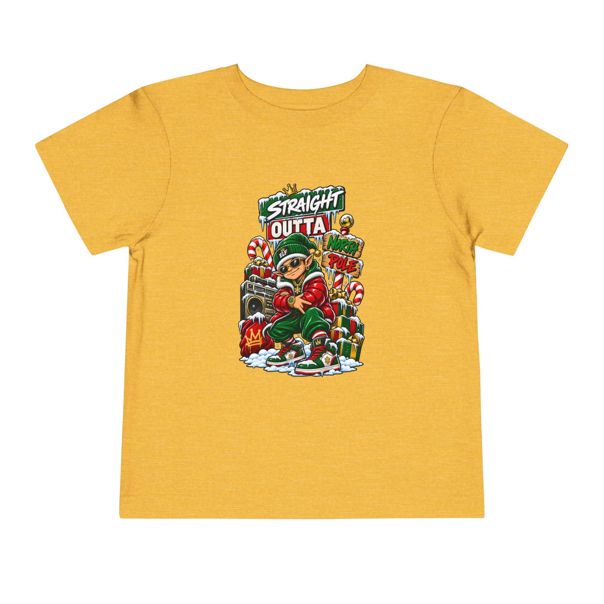 Straight Outta Elf graphic Toddler Tee | Christmas elf, candy cane holiday design