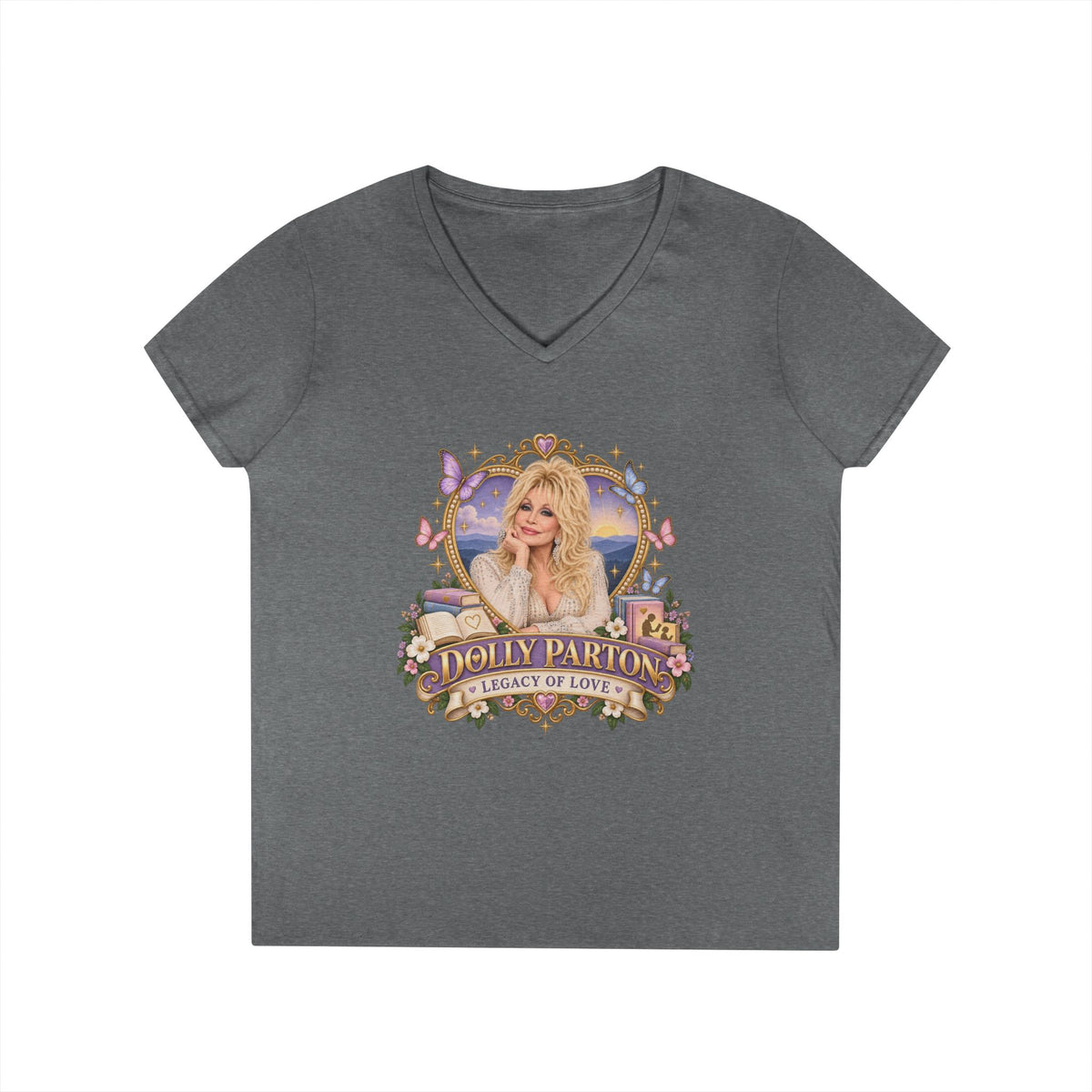 Dolly Parton Portrait V-Neck T-Shirt tribute | Country Music Singer Graphic Tee