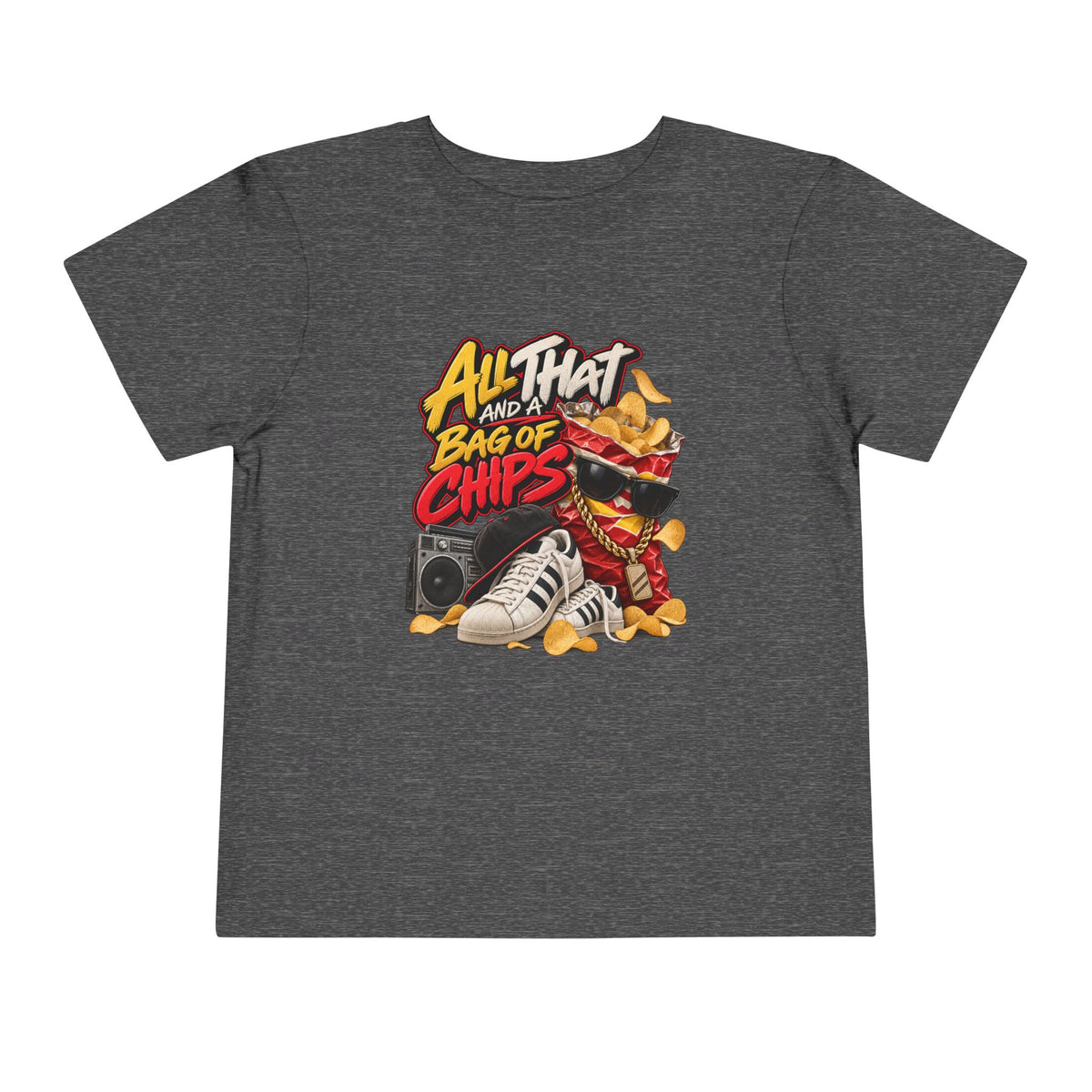 All That and a Bag of Chips Toddler Tee | Retro Sneaker Snack Graphic