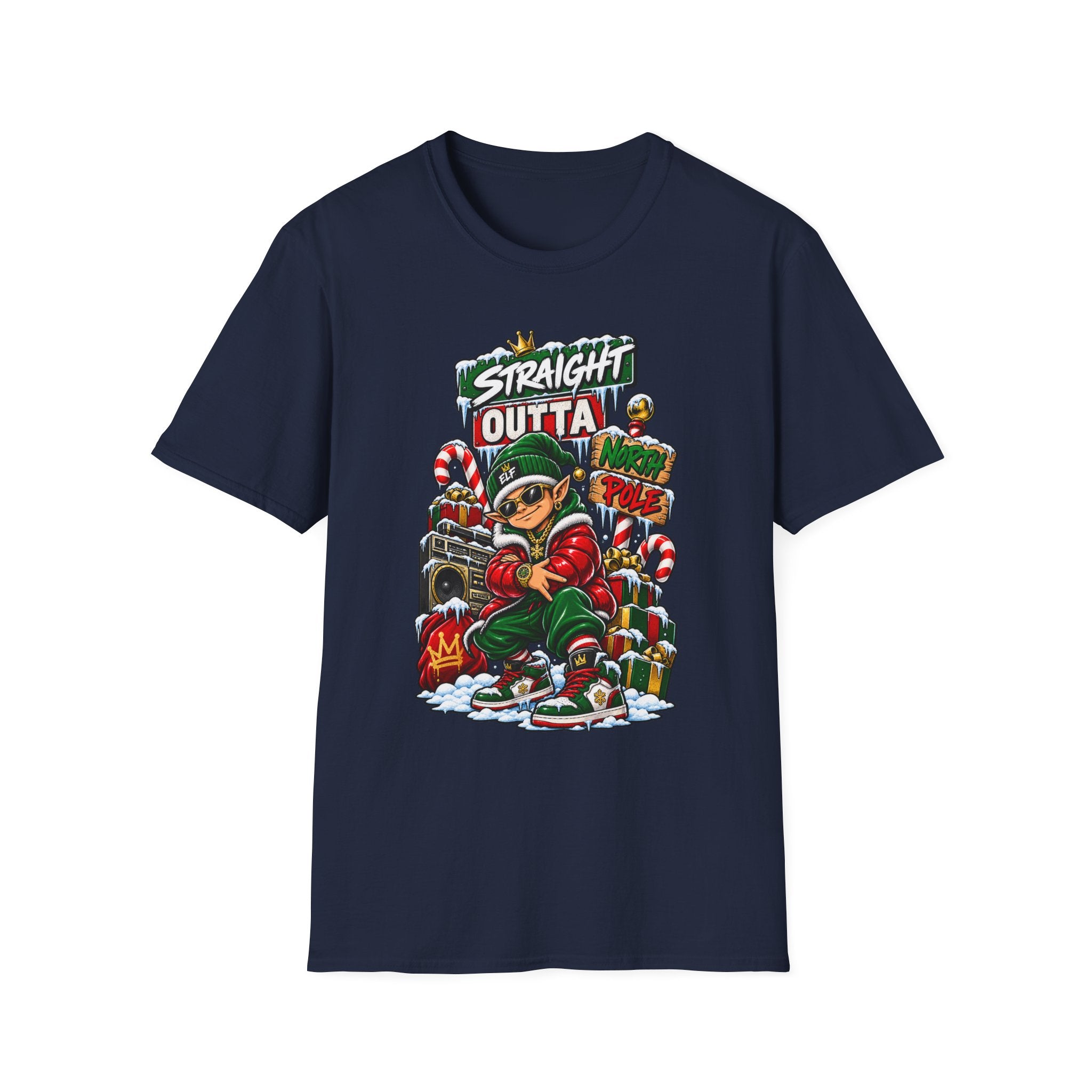 Straight Outta North Pole T-Shirt | Hip Hop Christmas Elf Streetwear | 1990's 2000's Nostalgia Throwback
