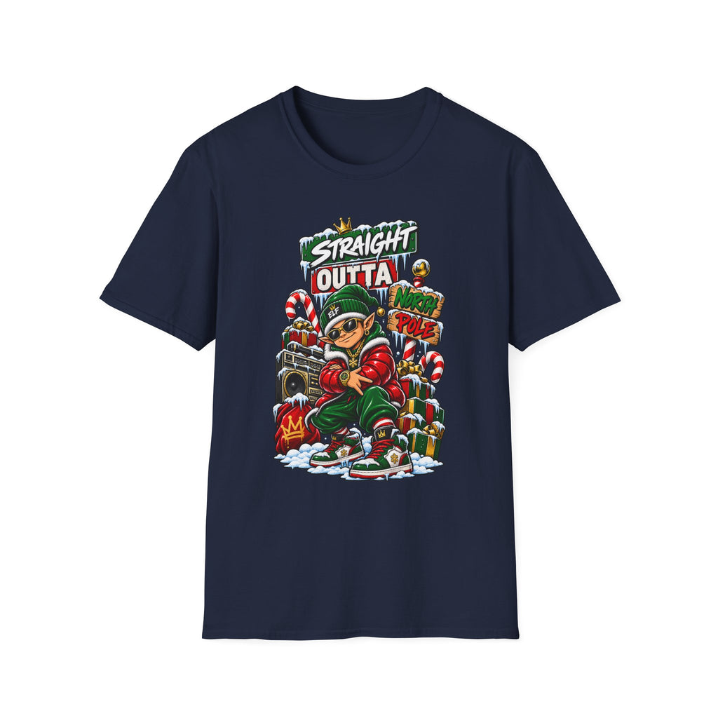 Straight Outta North Pole T-Shirt | Hip Hop Christmas Elf Streetwear | 1990's 2000's Nostalgia Throwback