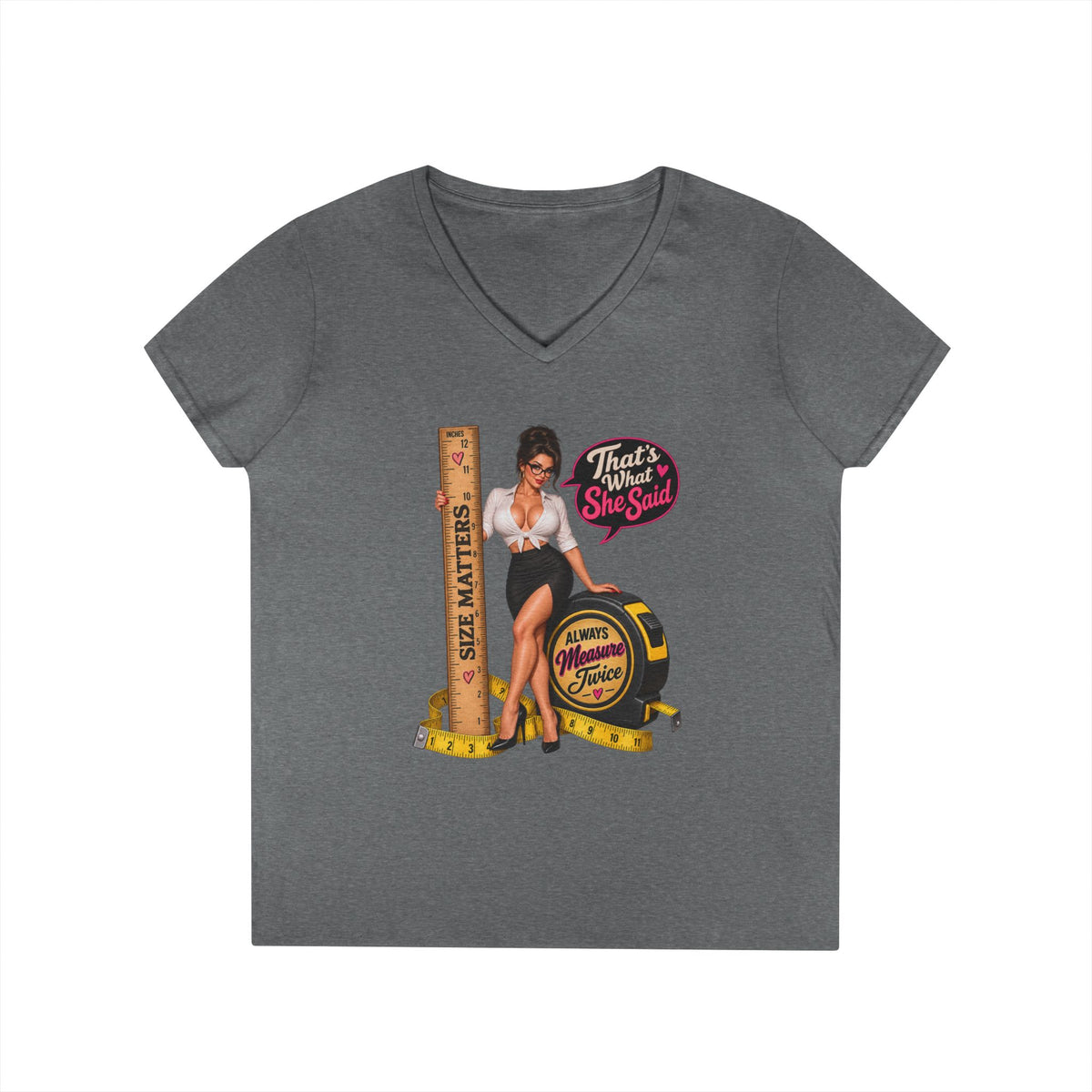 Thats What She Said Pinup Measure Tape Vintage Pinup T-Shirt | Humor | 90s 00s Hip Hop Pop Culture Nostalgia