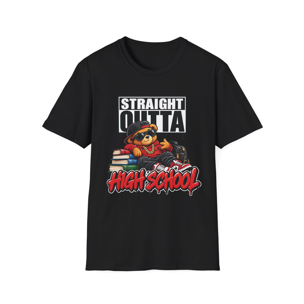 Straight Outta High School T-Shirt | Adult 90s 2000s Nostalgia Graduate, Class of 2026 2027 School Design