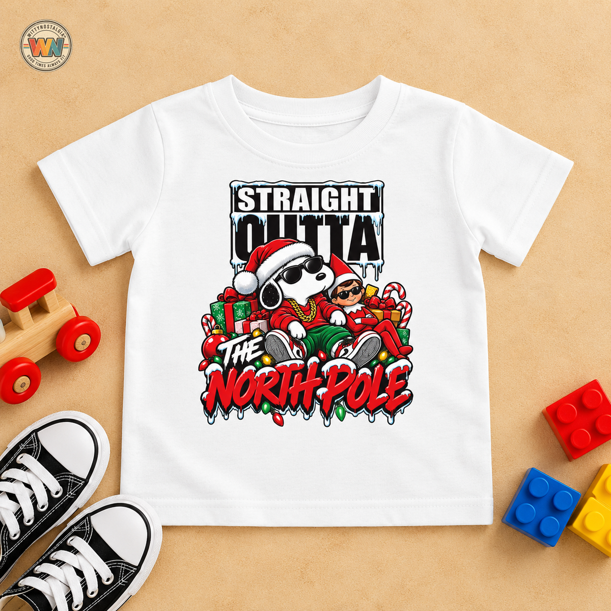 Straight Outta Elf graphic Toddler Tee | Christmas elf, candy cane holiday design
