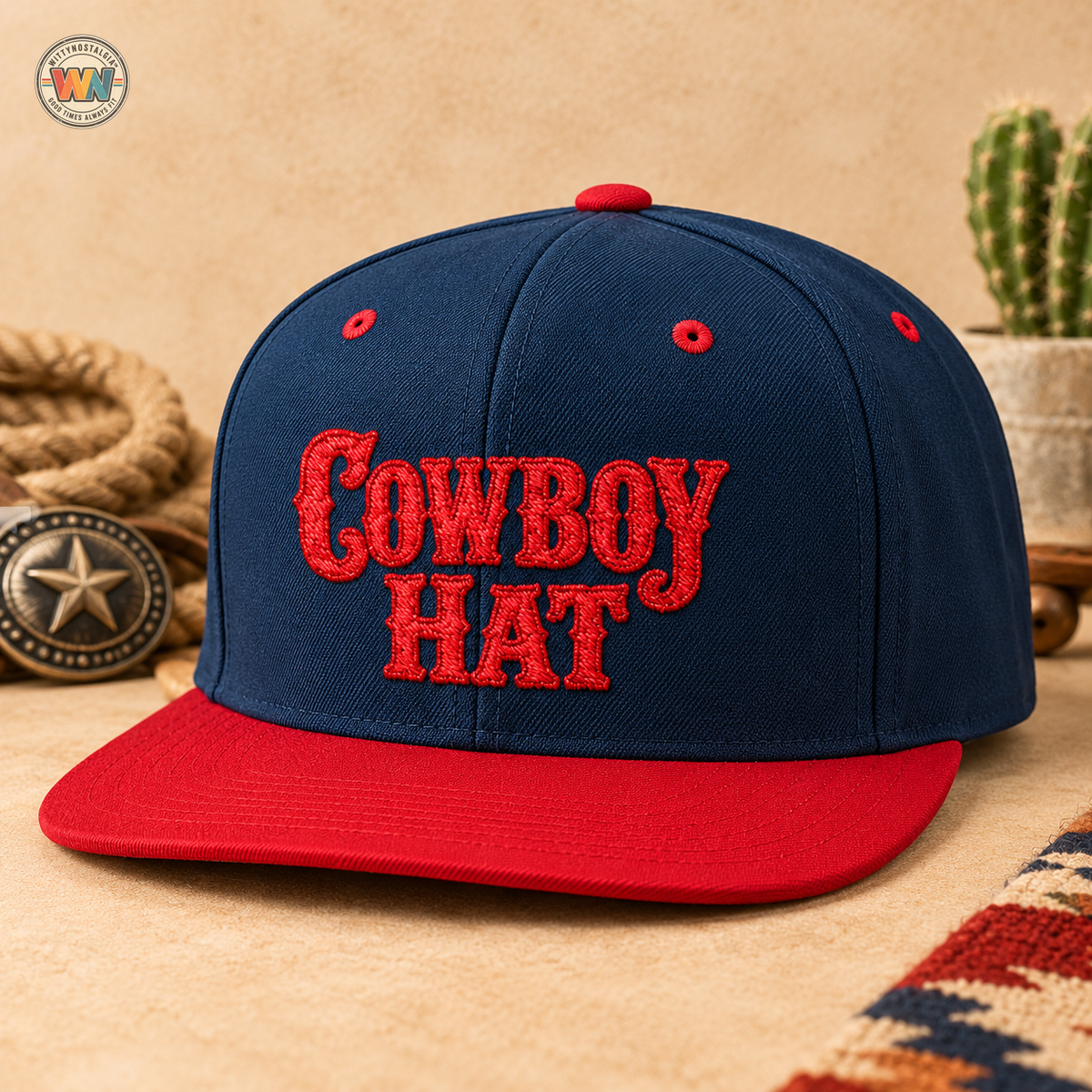 Cowboy Hat embroidered Flat Bill Snapback | Western ranch style cap
