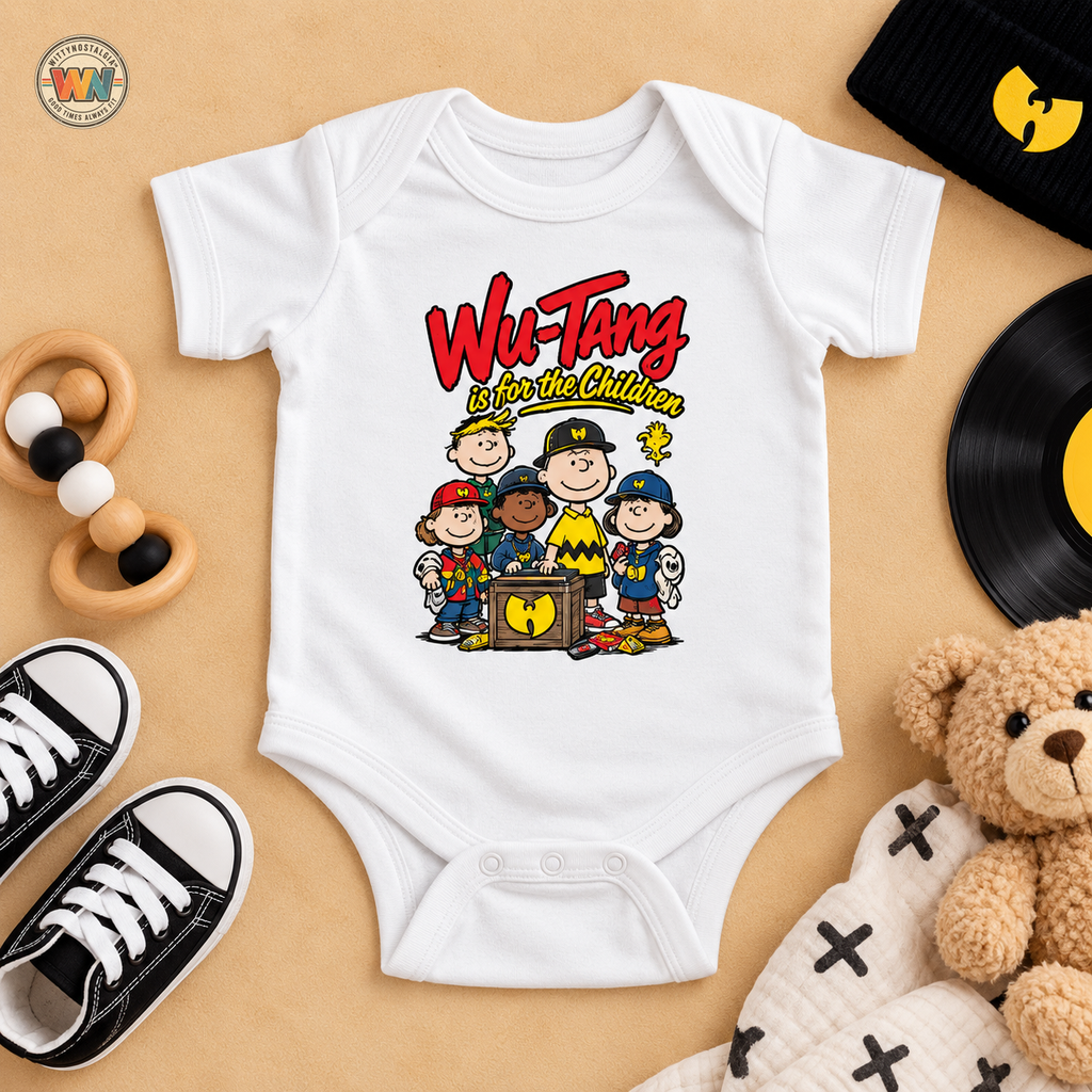 Wu-Tang For The Children Infant Bodysuit Onesie | Hip Hop Cartoon Baby Onesie | 90s 00s Hip Hop Nostalgia Millennial Era