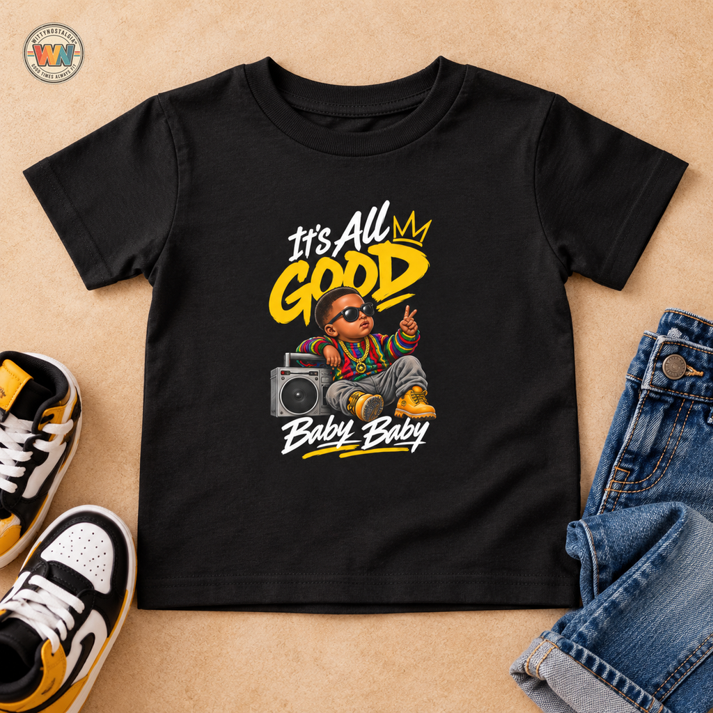 Its All Good Baby Biggie Toddler Tee | Retro Boombox Hip Hop Graphic