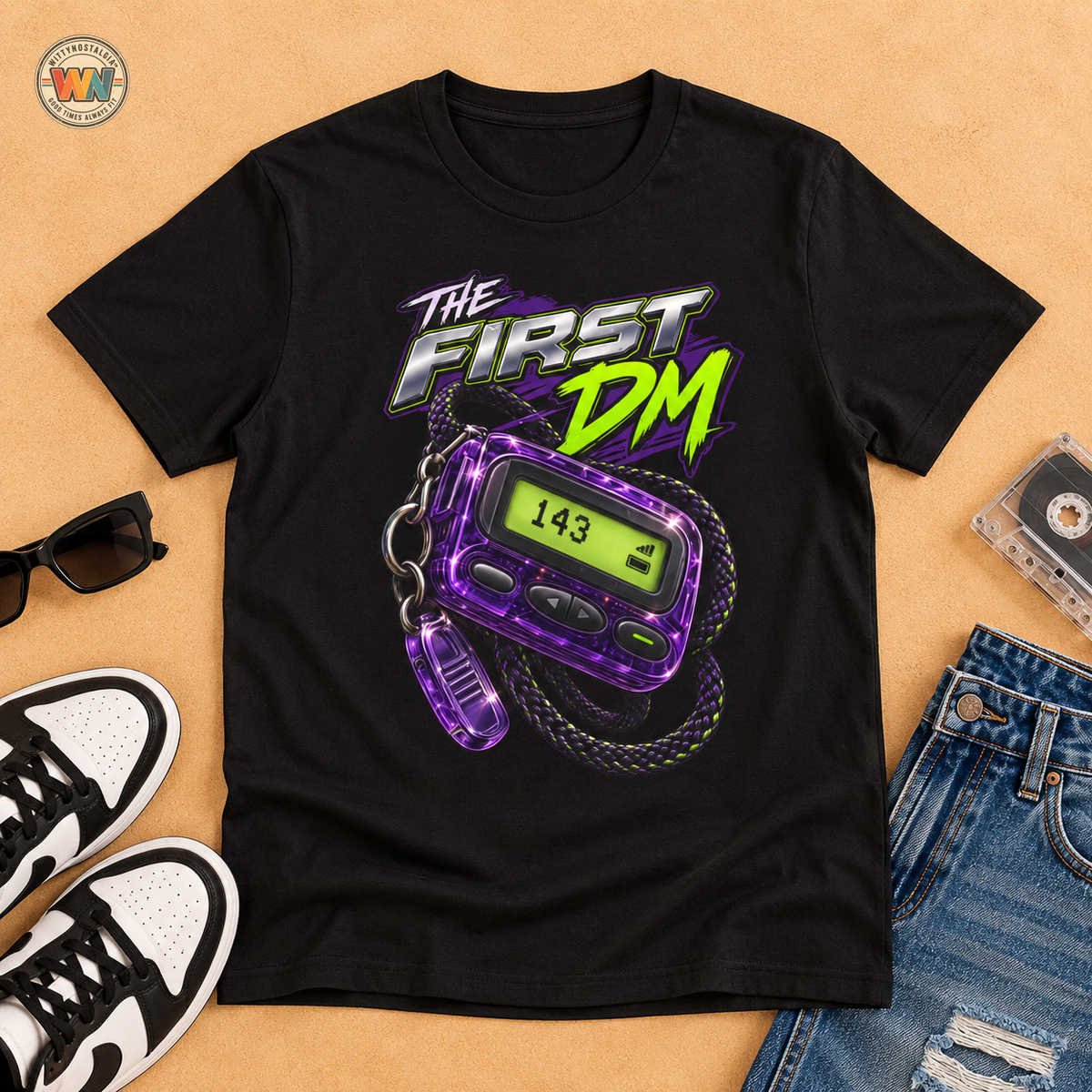 The First DM pager graphic T-Shirt | 90s pager nostalgia | 1990's 2000's Nostalgia Throwback