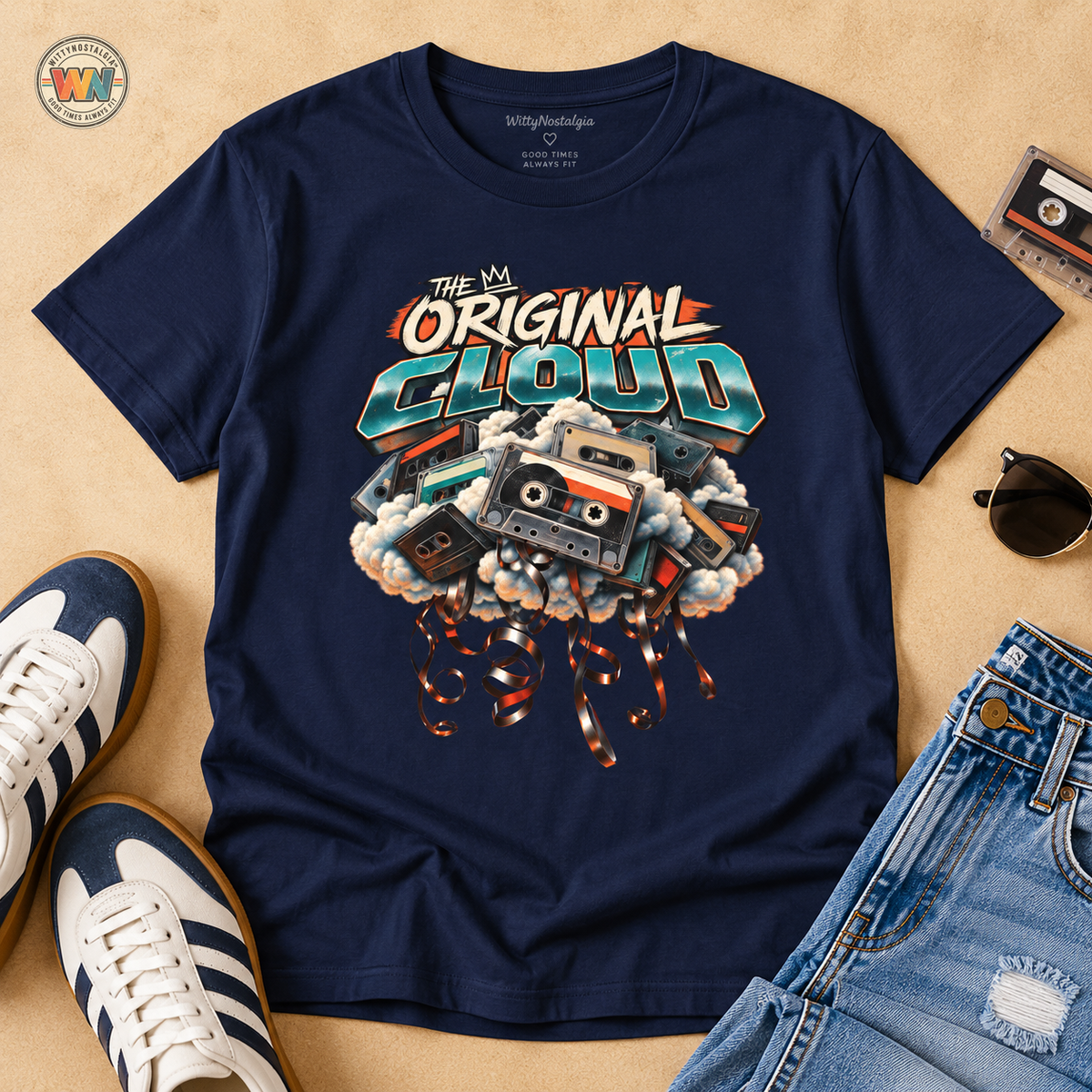 The Original Cloud T-Shirt | Retro Cassette Boom Box Graphic | 1990's 2000's Nostalgia Throwback
