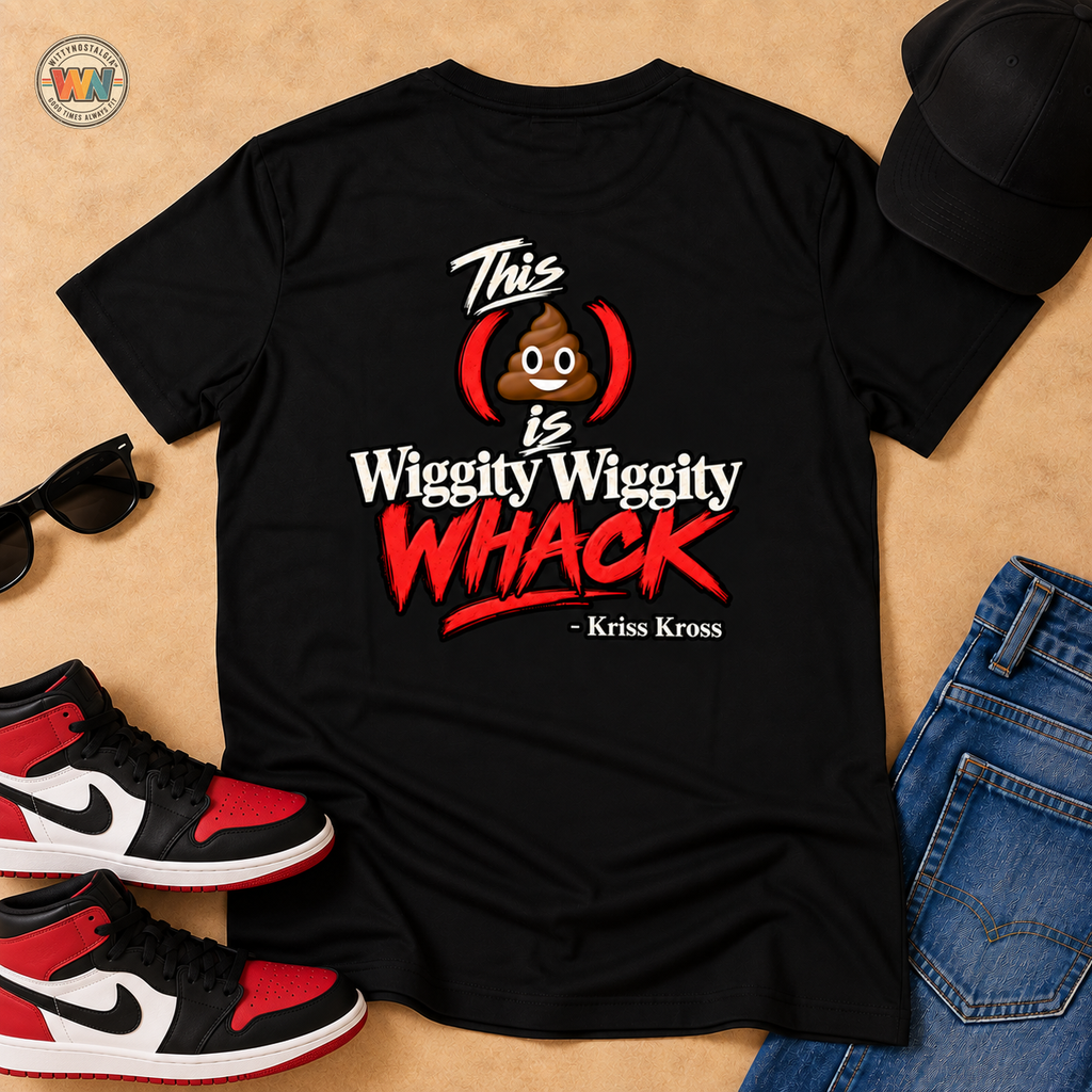 This Shit Is Wiggity Wiggity Whack T-Shirt | Funny Poop Emoji Graphic | 90s 00s Hip Hop Pop Culture Nostalgia Millennial Era