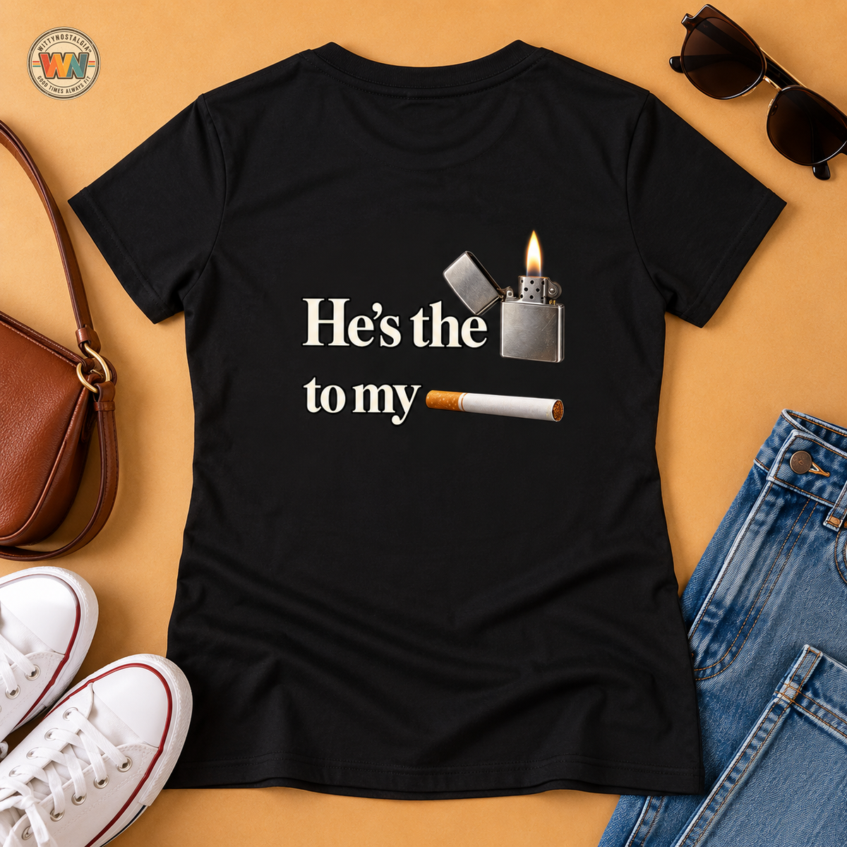 He's the Lighter to My Cigarette V-Neck T-Shirt | Millennial Tee | 90s 00s Hip Hop Pop Culture Nostalgia Millennial Era