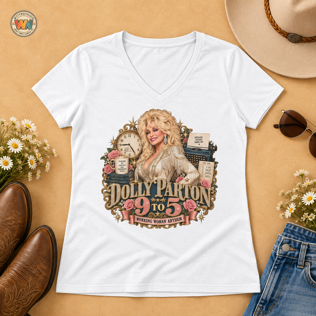 Dolly Parton 9 to 5 Retro Pink Portrait T-Shirt | Country Music Icon Tee | Memorial Tribute