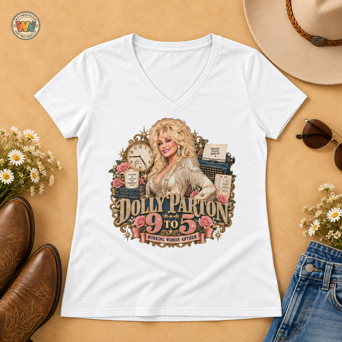 Dolly Parton 9 to 5 Retro Pink Portrait T-Shirt | Country Music Icon Tee | Memorial Tribute