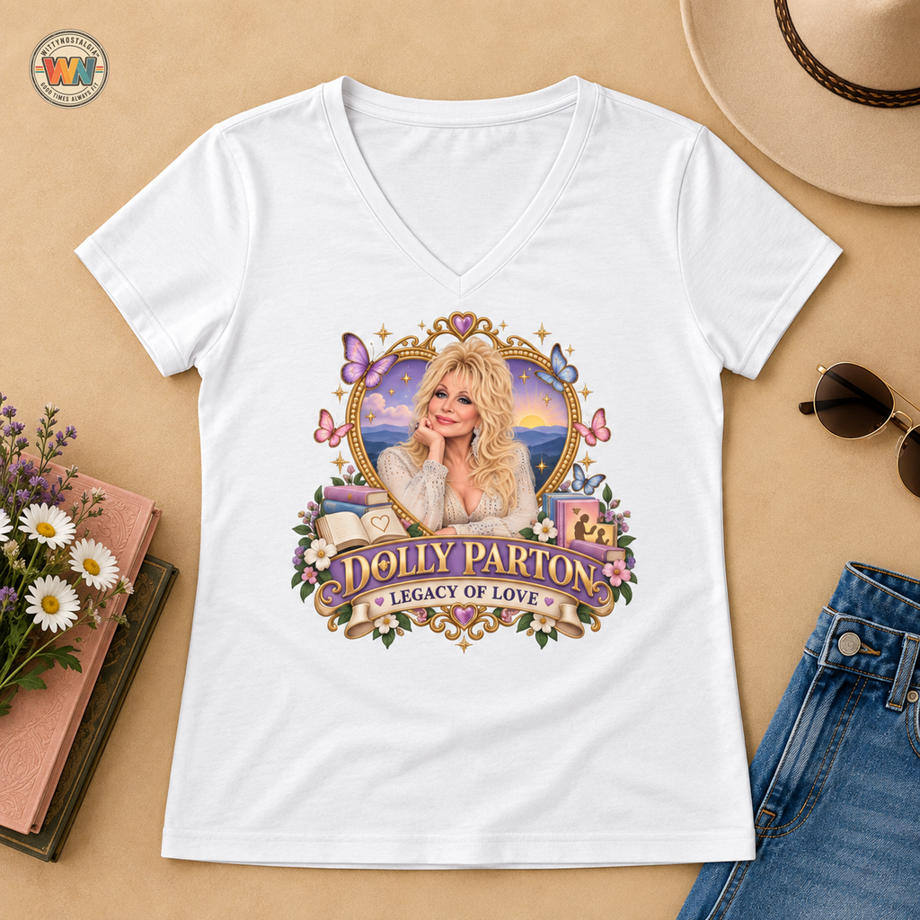 Dolly Parton Portrait V-Neck T-Shirt tribute | Country Music Singer Graphic Tee