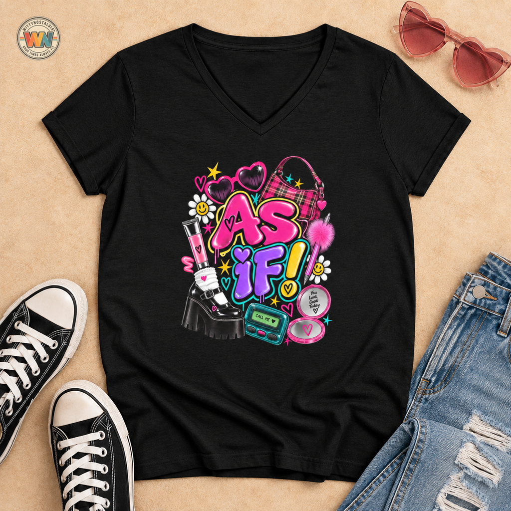 AS IF! 90s Retro Collage T-Shirt | Pop Heart, Cassette, Roller Skates | 90s 00s Hip Hop Pop Culture Nostalgia