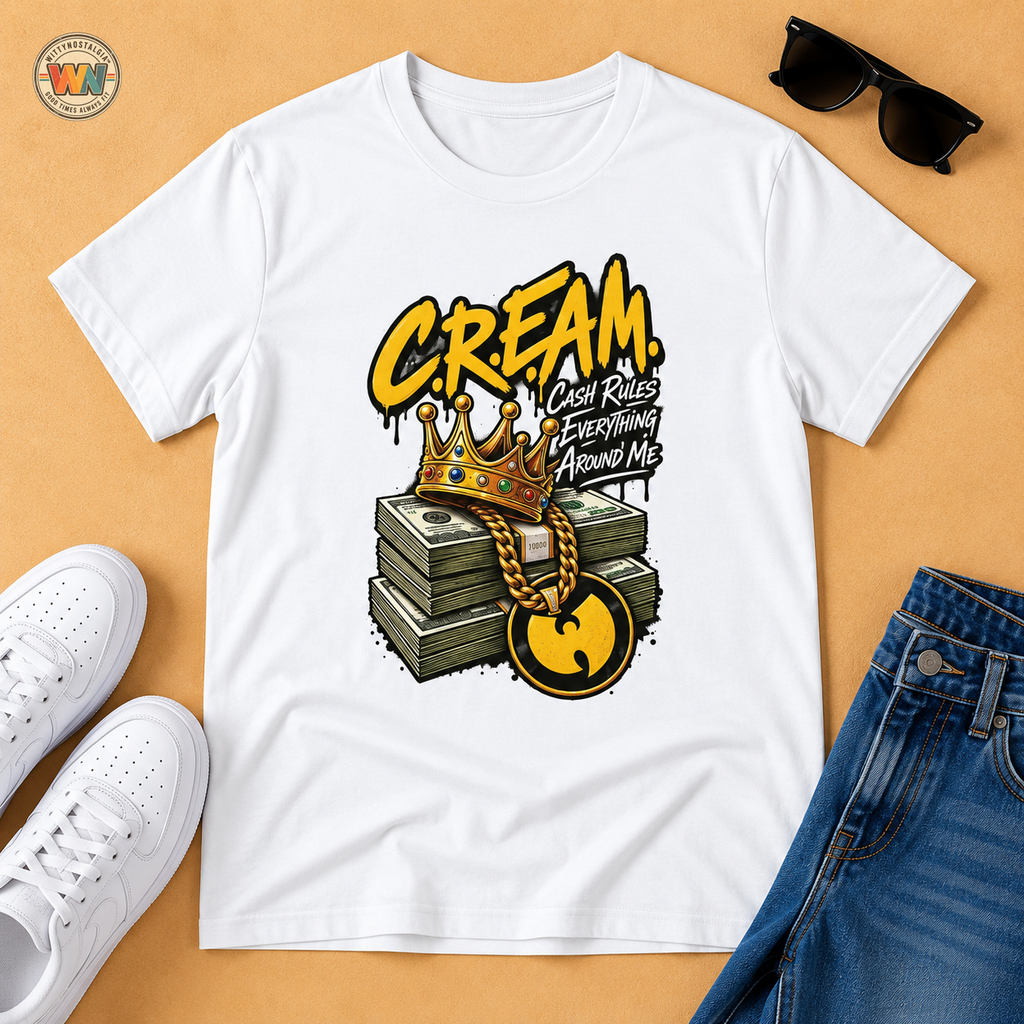 C.R.E.A.M. Cash Rules Everything Around Me T-Shirt | Hip Hop Graphic Tee | 1990's 2000's Nostalgia Throwback