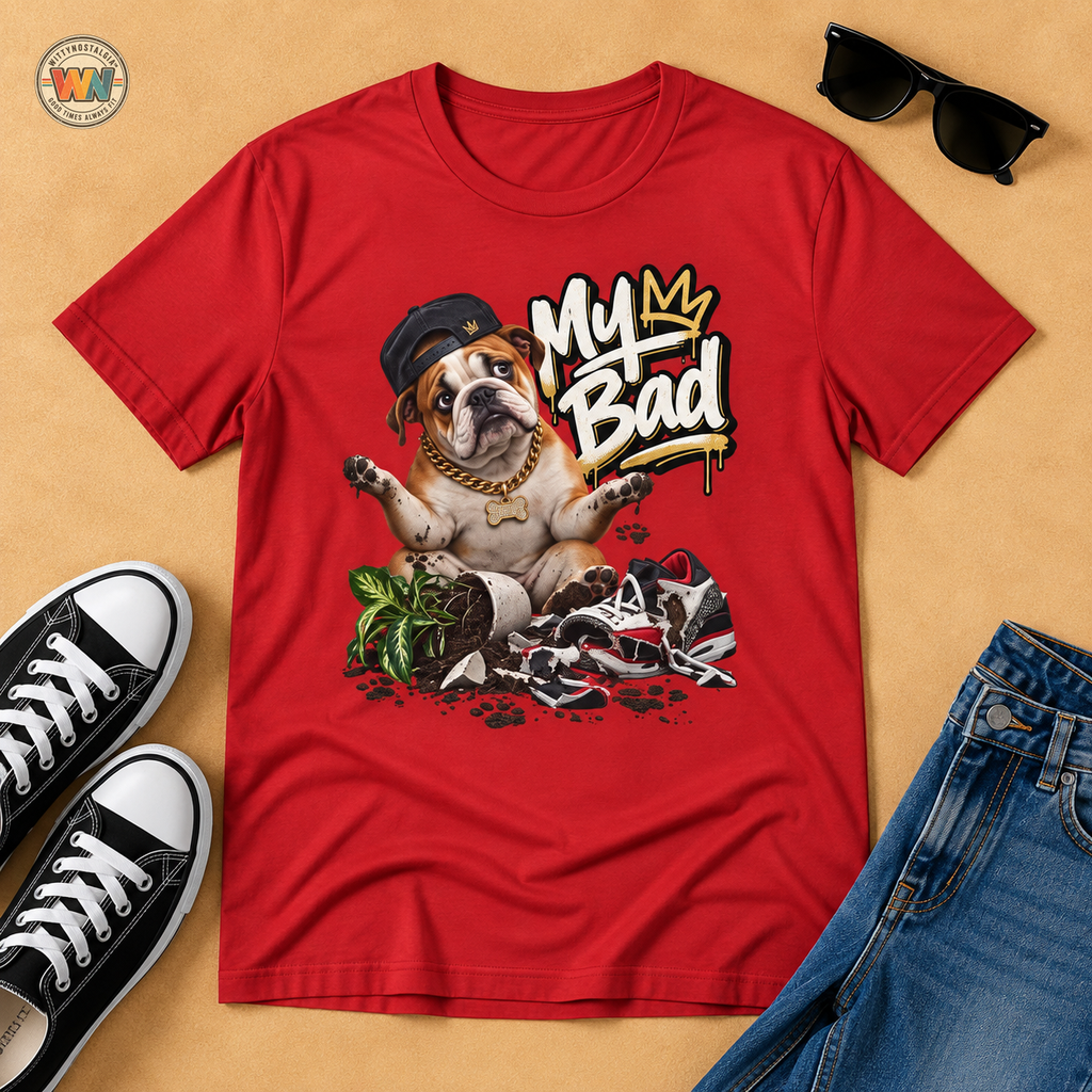 Bulldog 'My Bad' Graffiti T-Shirt | Hip Hop Dog Streetwear Tee