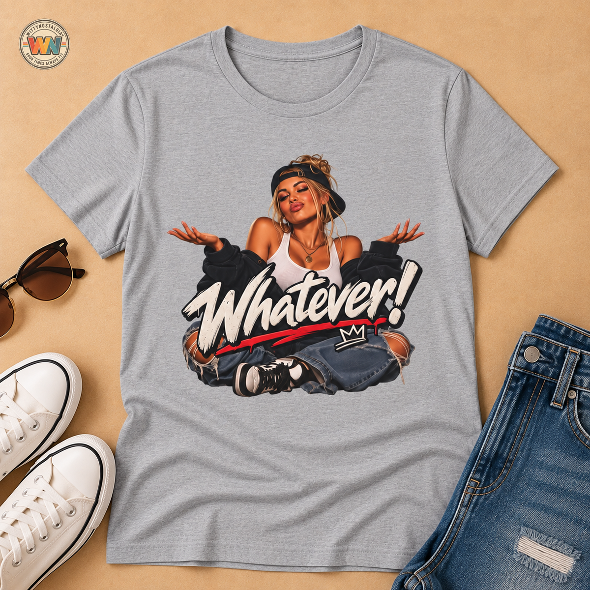 Whatever Girl Graphic Tee | Retro Girl Illustration T-Shirt | 90's 00's Hip Hop Pop Culture Nostalgia