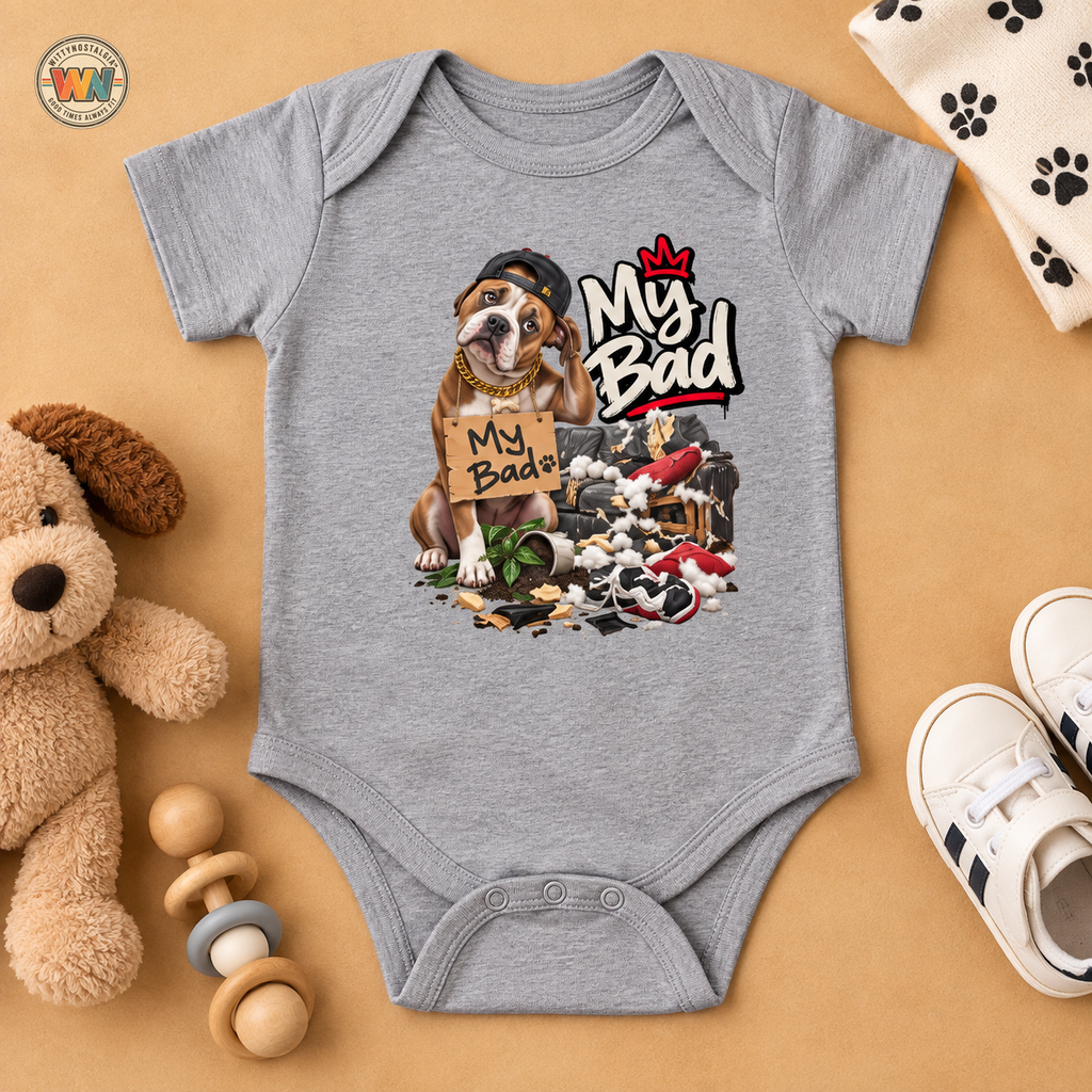 My Bad Bodysuit | Cute Baby Illustration, Baby Onesie | 90's 00's Hip Hop Pop Culture Nostalgia