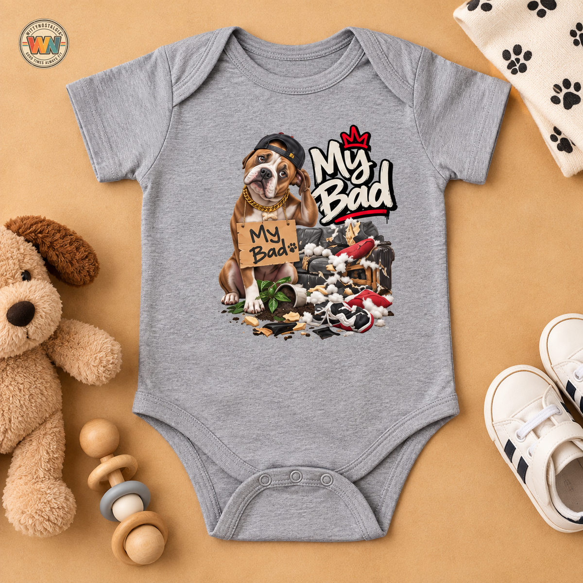 My Bad Bodysuit | Cute Baby Illustration, Baby Onesie | 90's 00's Hip Hop Pop Culture Nostalgia