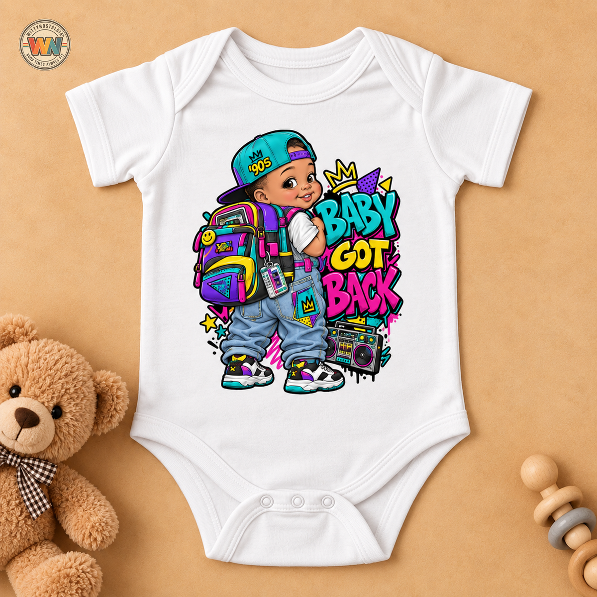 Retro Graffiti Kid Bodysuit | 90s Streetwear Baby Onesie | 90's 00's Hip Hop Pop Culture Nostalgia