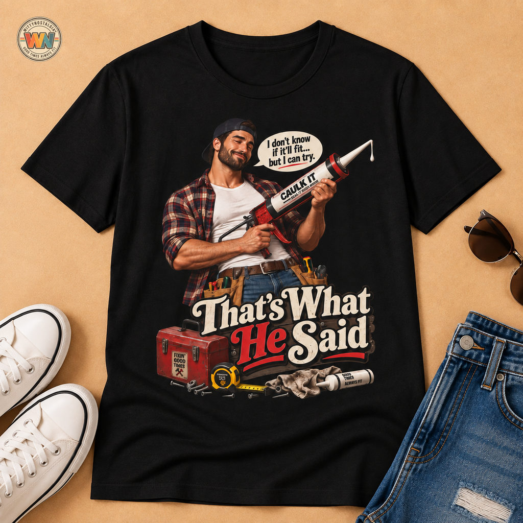 Thats What He Said Caulking Guy T-Shirt | Funny Handyman Design | 90's 00's Hip Hop Pop Culture Nostalgia