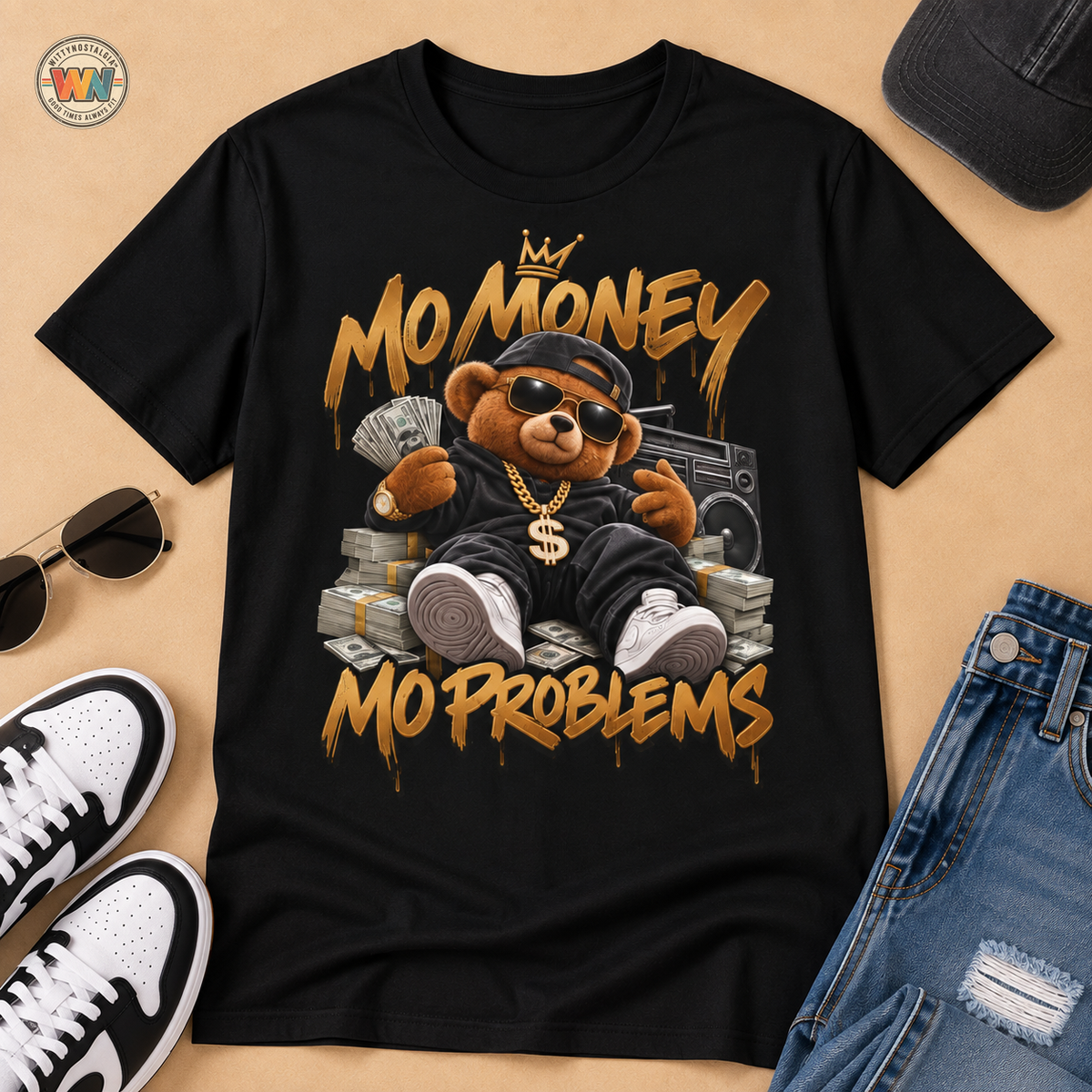 No Money No Problems T-Shirt | Teddy Bear Rap Graphic Tee | 90's 00's Hip Hop Pop Culture Nostalgia