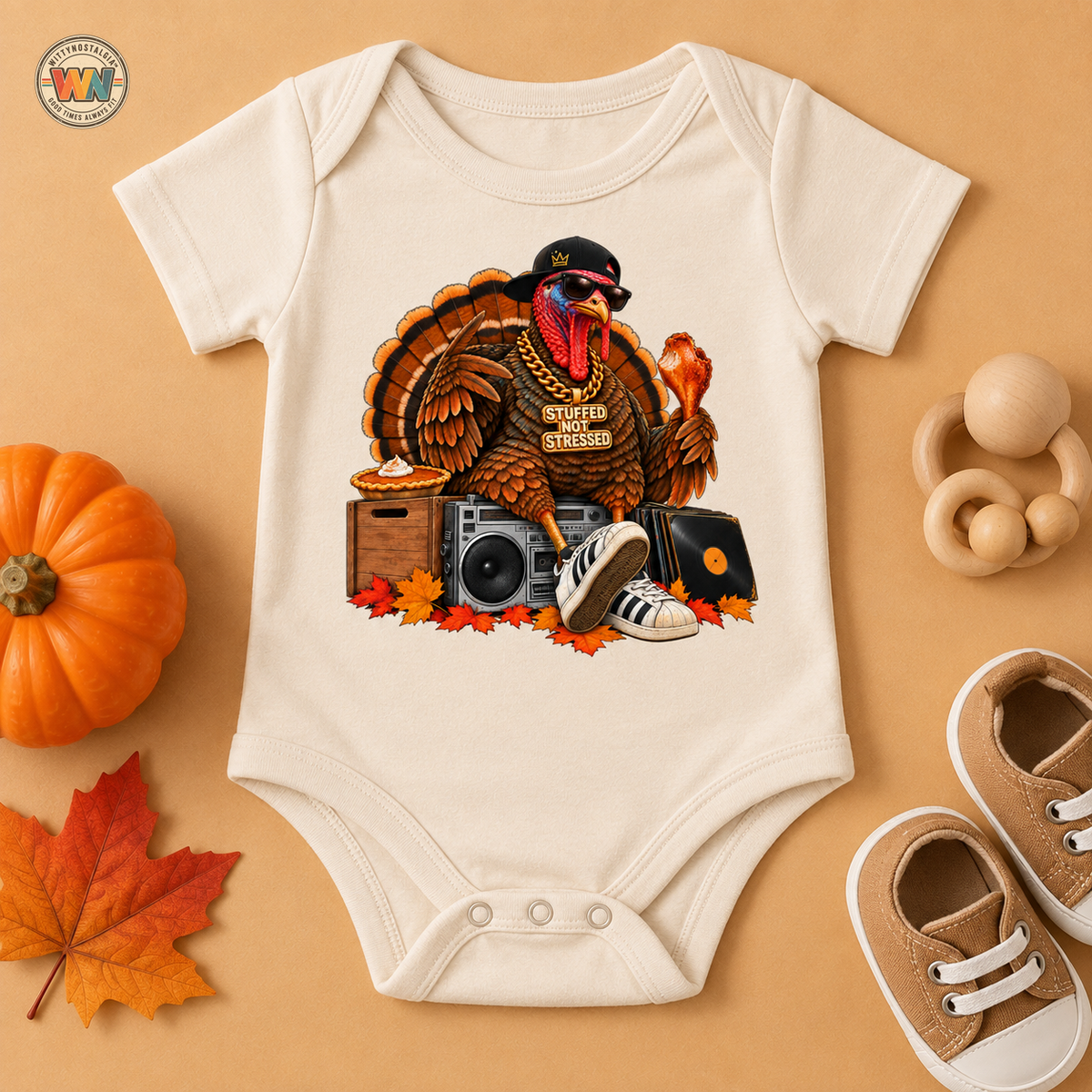 Thanksgiving Turkey Pilgrim Scene Infant Bodysuit | Cute Fall Baby Outfit
