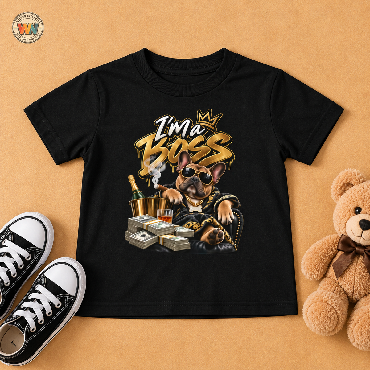 I'm A Boss Rottweiler Puppy Tee, Toddler Dog Shirt | Cute Canine Graphic | 90s 00s Hip Hop Pop Culture Nostalgia