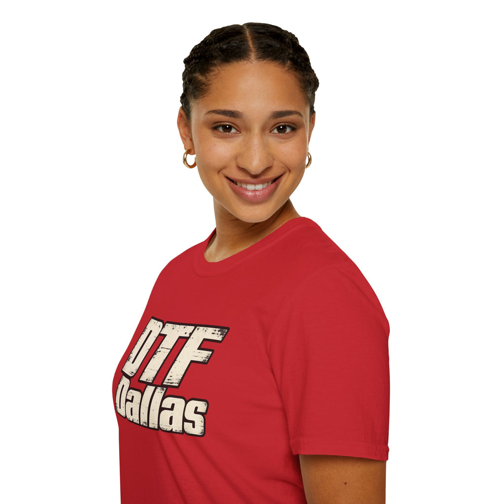 DTF Dallas T-Shirt | Retro Distressed Text, City Pride Tee
