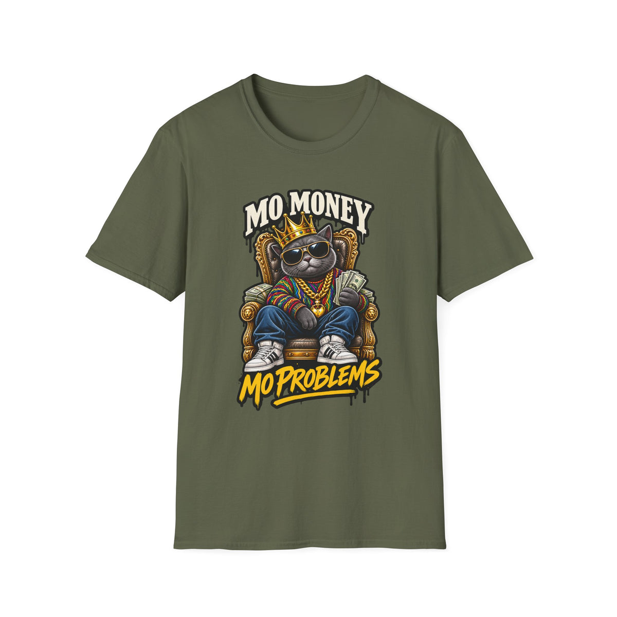 Mo Money Cat Mo Problems T-Shirt | Cat King Illustration | 1990's 2000's Nostalgia Throwback