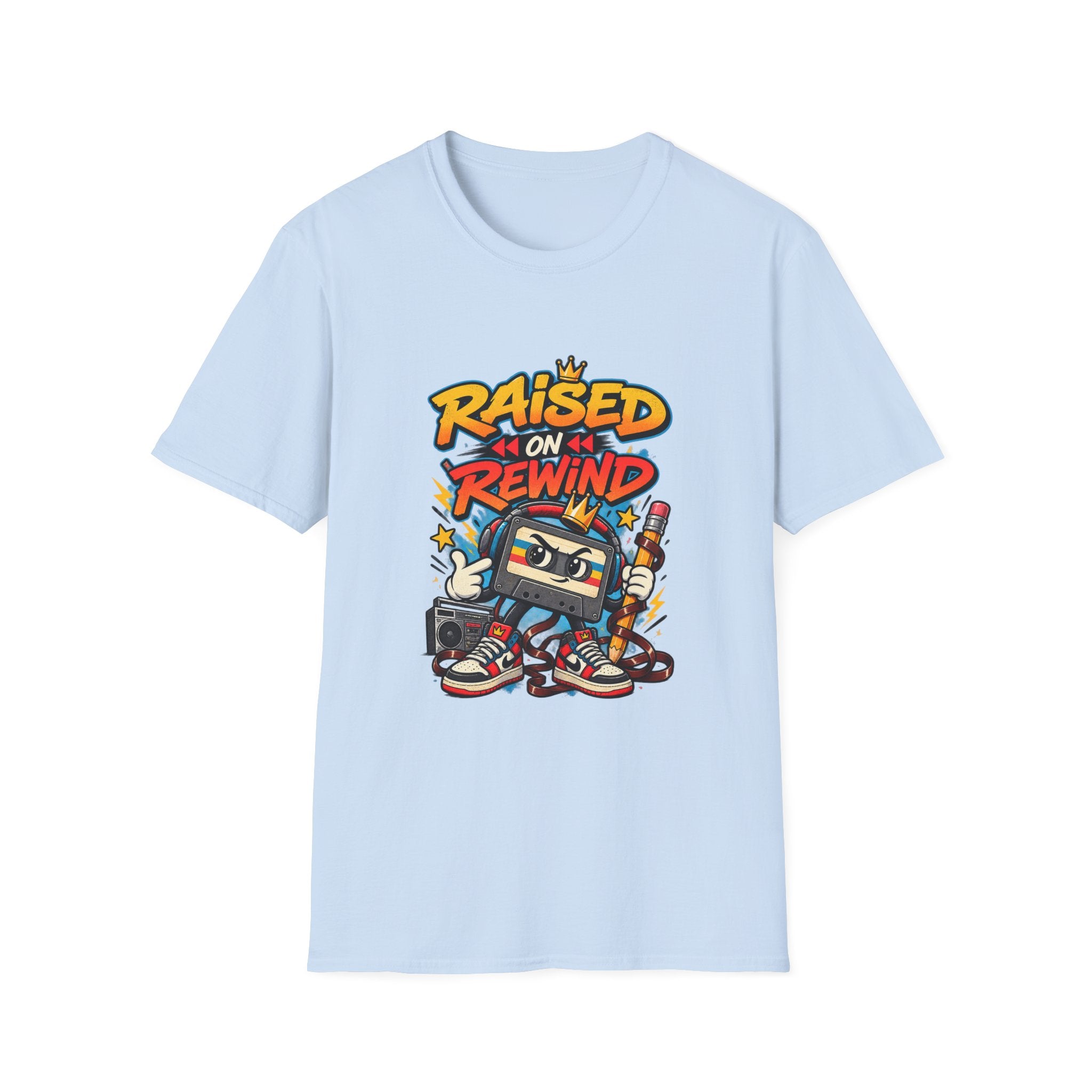 Raised on Rewind Hip Hop T-Shirt | Retro Cassette Tape 90s Nostalgia | 1990's 2000's Nostalgia Throwback