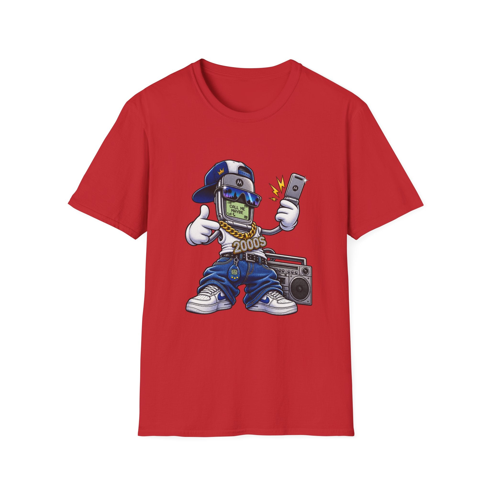 Money Phone Character T-Shirt | Hip Hop Cartoon Cellphone Selfie Tee | 1990's 2000's Nostalgia Throwback